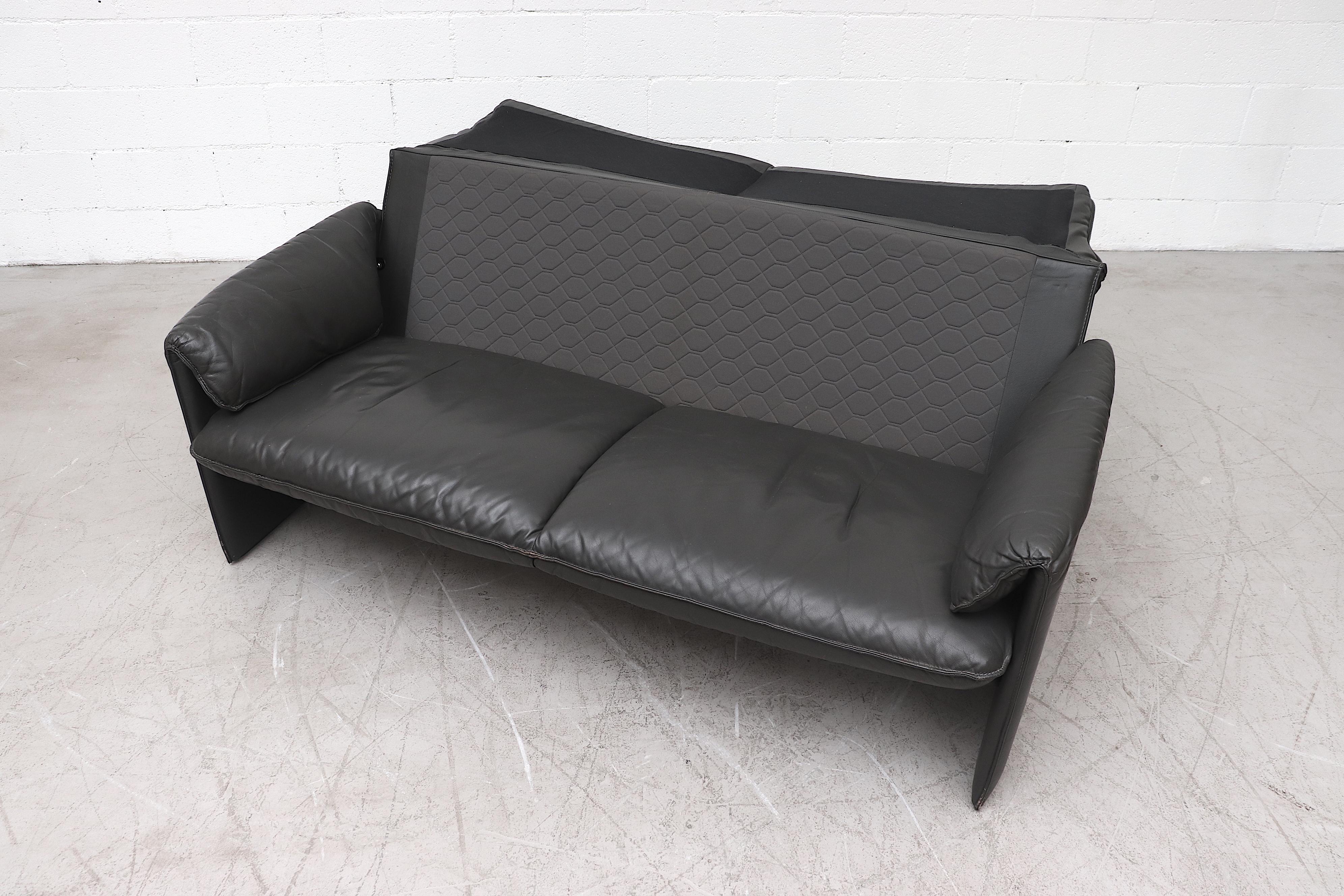 Leolux Charcoal Leather 'Bora Bora' Sofa 6