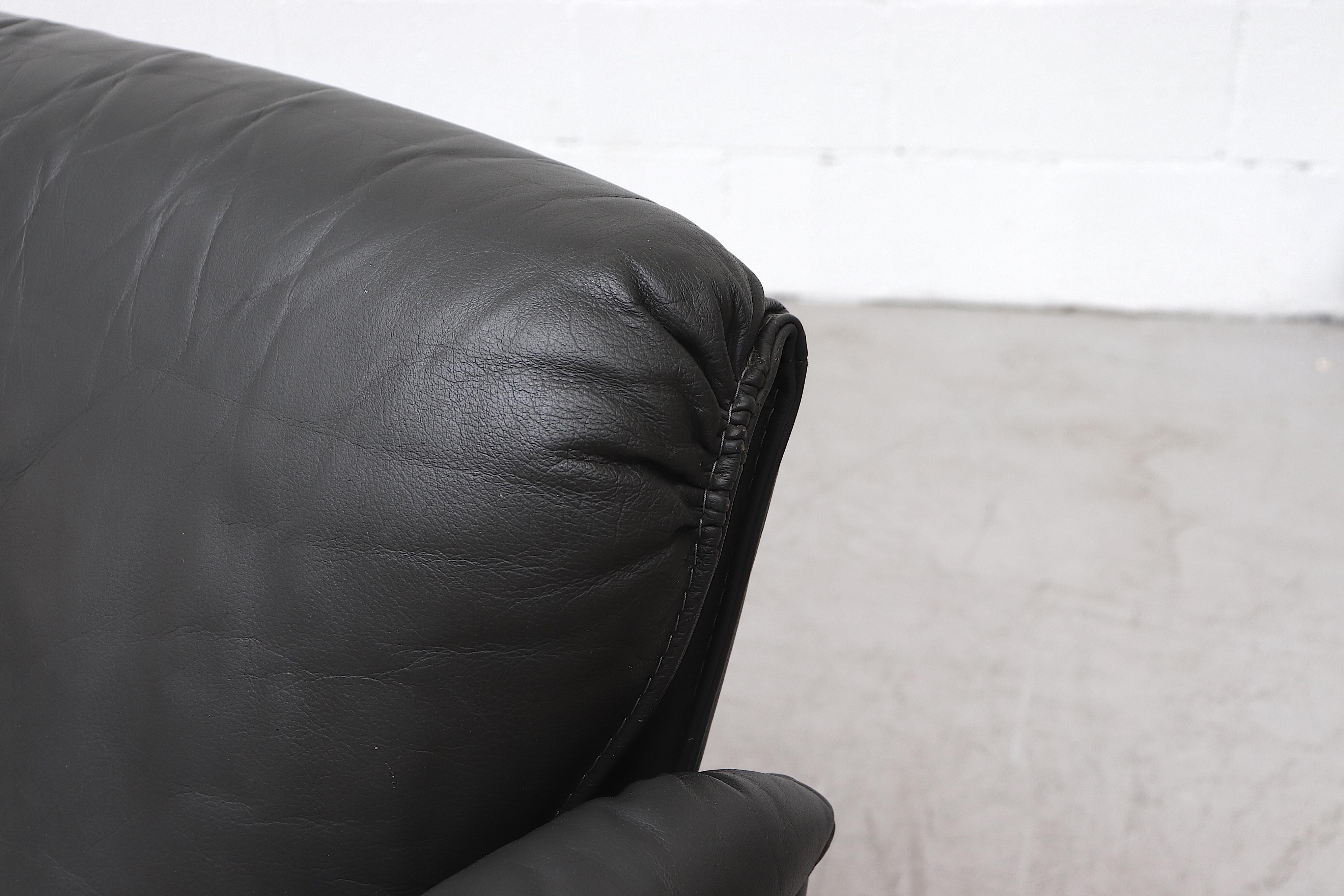 Leolux Charcoal Leather 'Bora Bora' Sofa 3