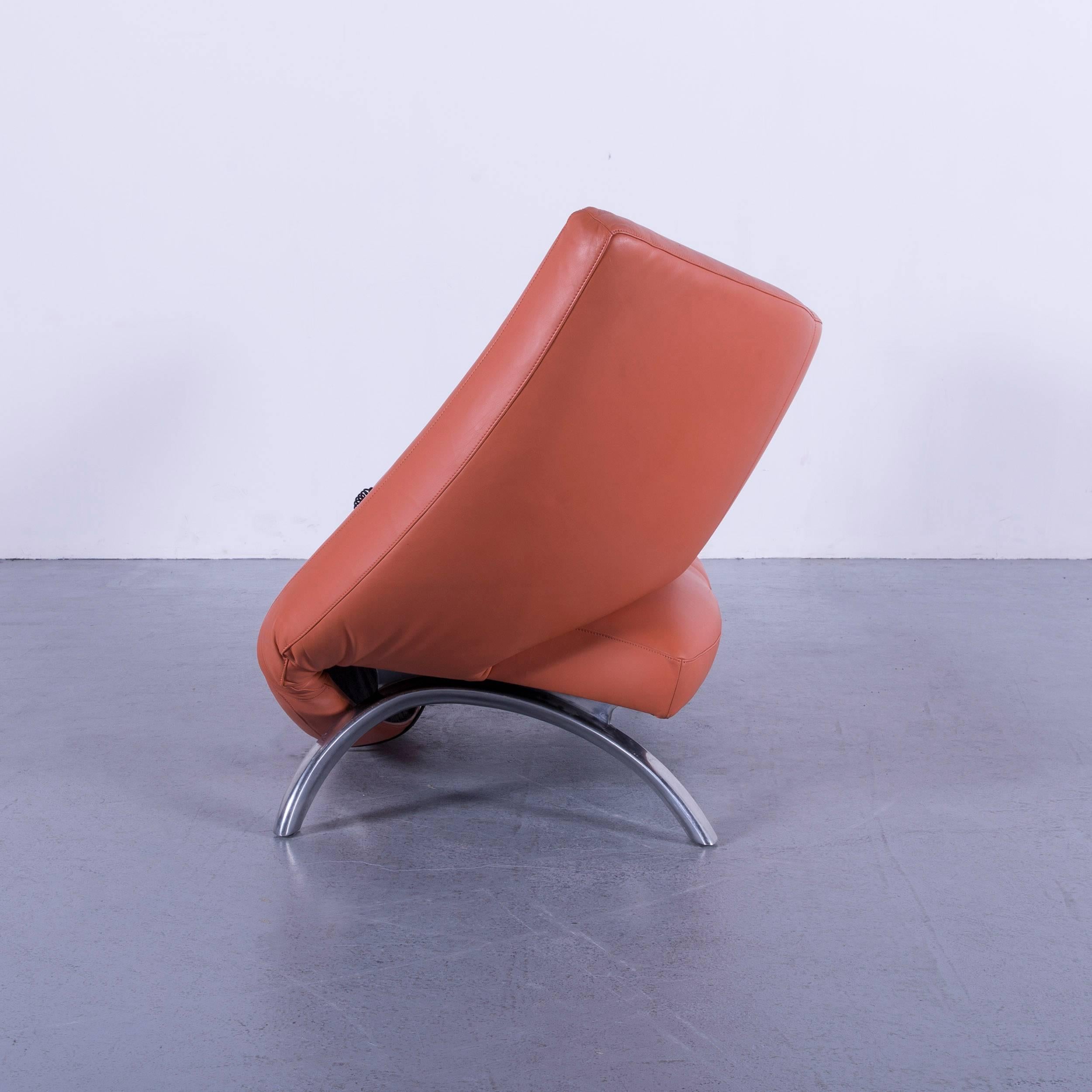 Leolux Danaide by Stefan Heiliger Leather Sofa Orange Two-Seat For Sale 5