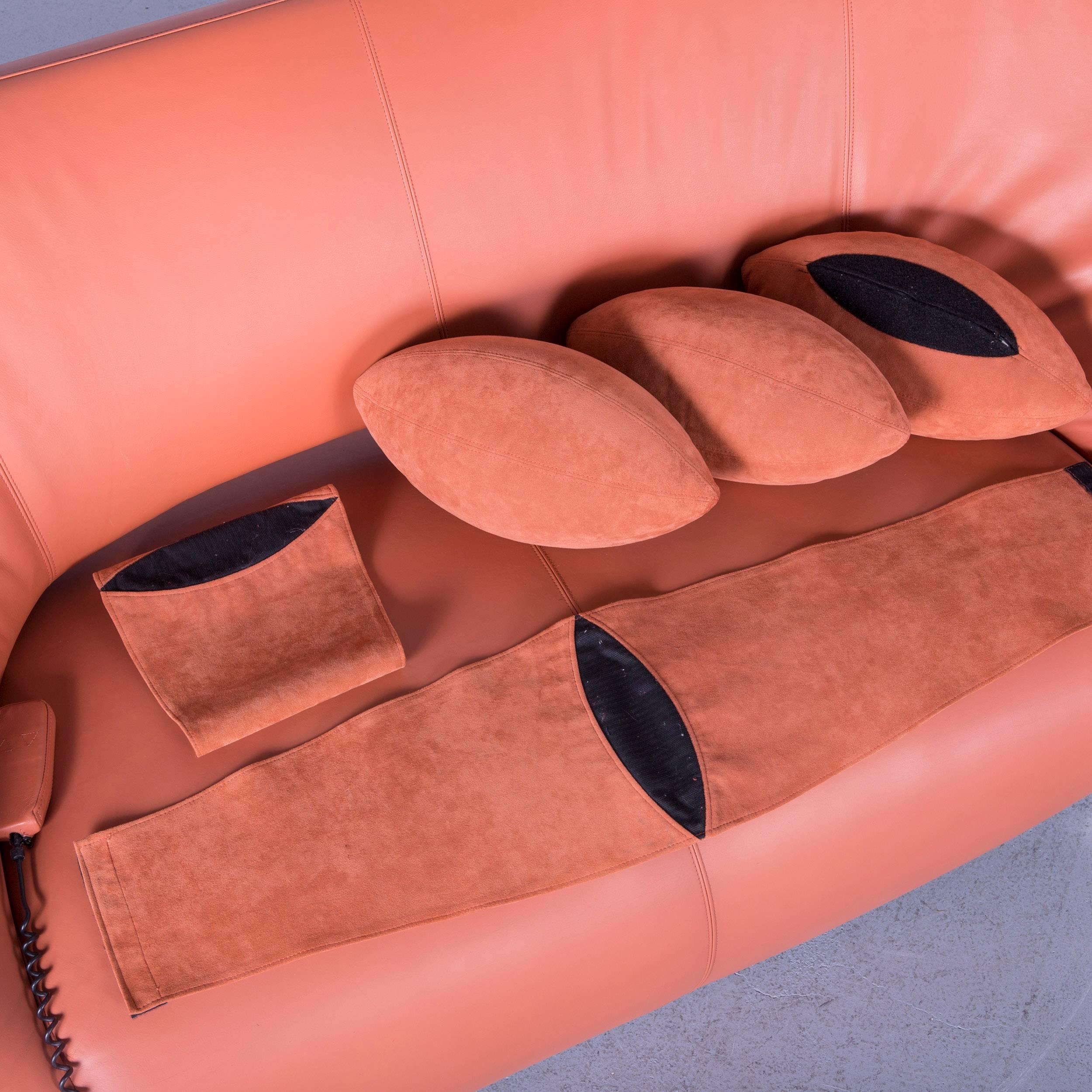 Contemporary Leolux Danaide by Stefan Heiliger Leather Sofa Orange Two-Seat For Sale