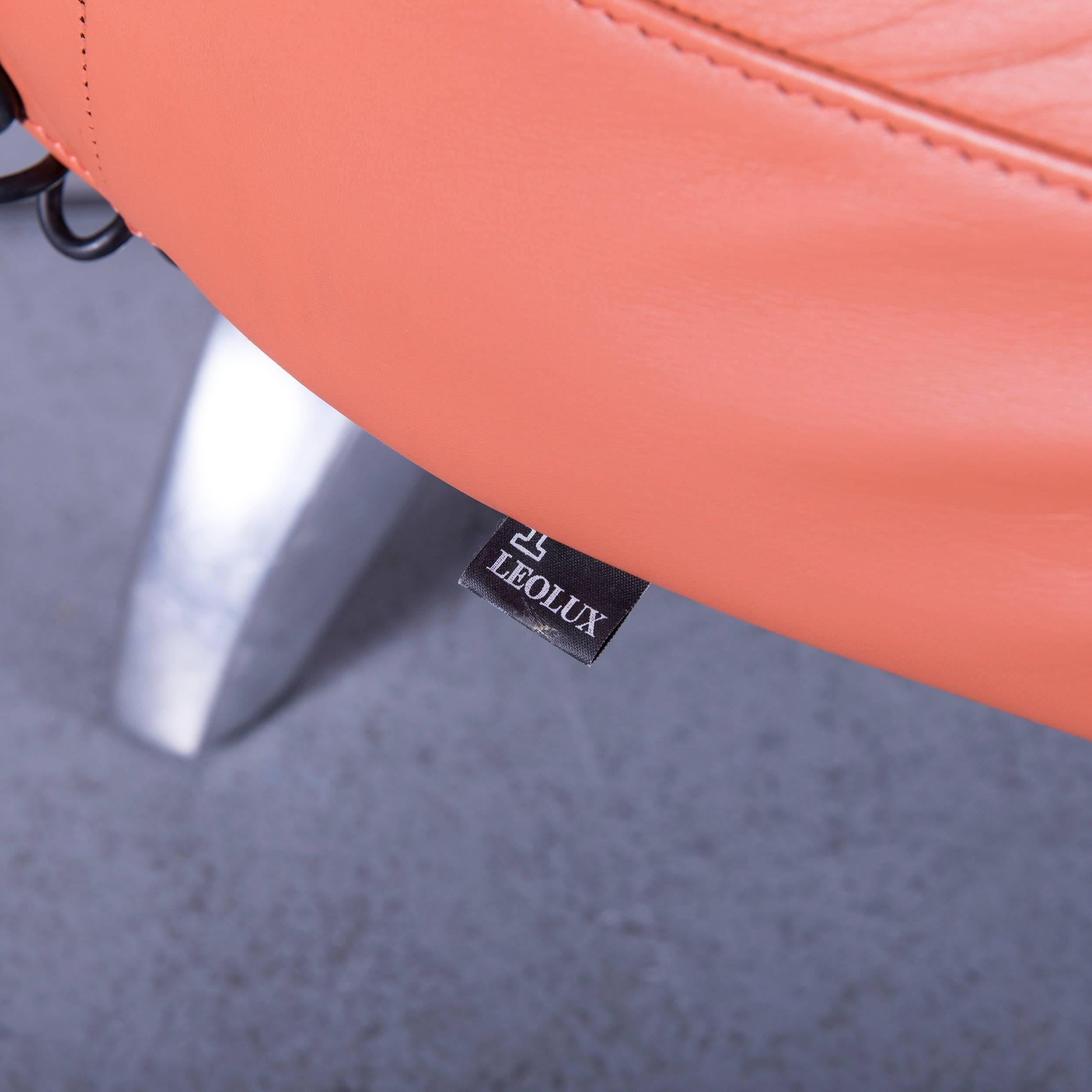 Leolux Danaide by Stefan Heiliger Leather Sofa Orange Two-Seat For Sale 2