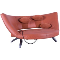 Leolux Danaide by Stefan Heiliger Leather Sofa Orange Two-Seat