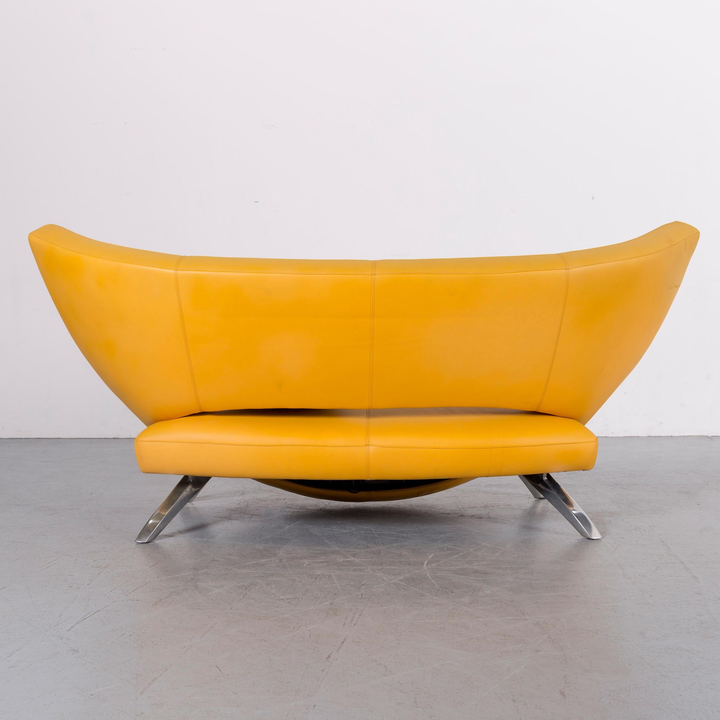 Leolux Danaide by Stefan Heiliger Leather Sofa Yellow Two-Seat 5