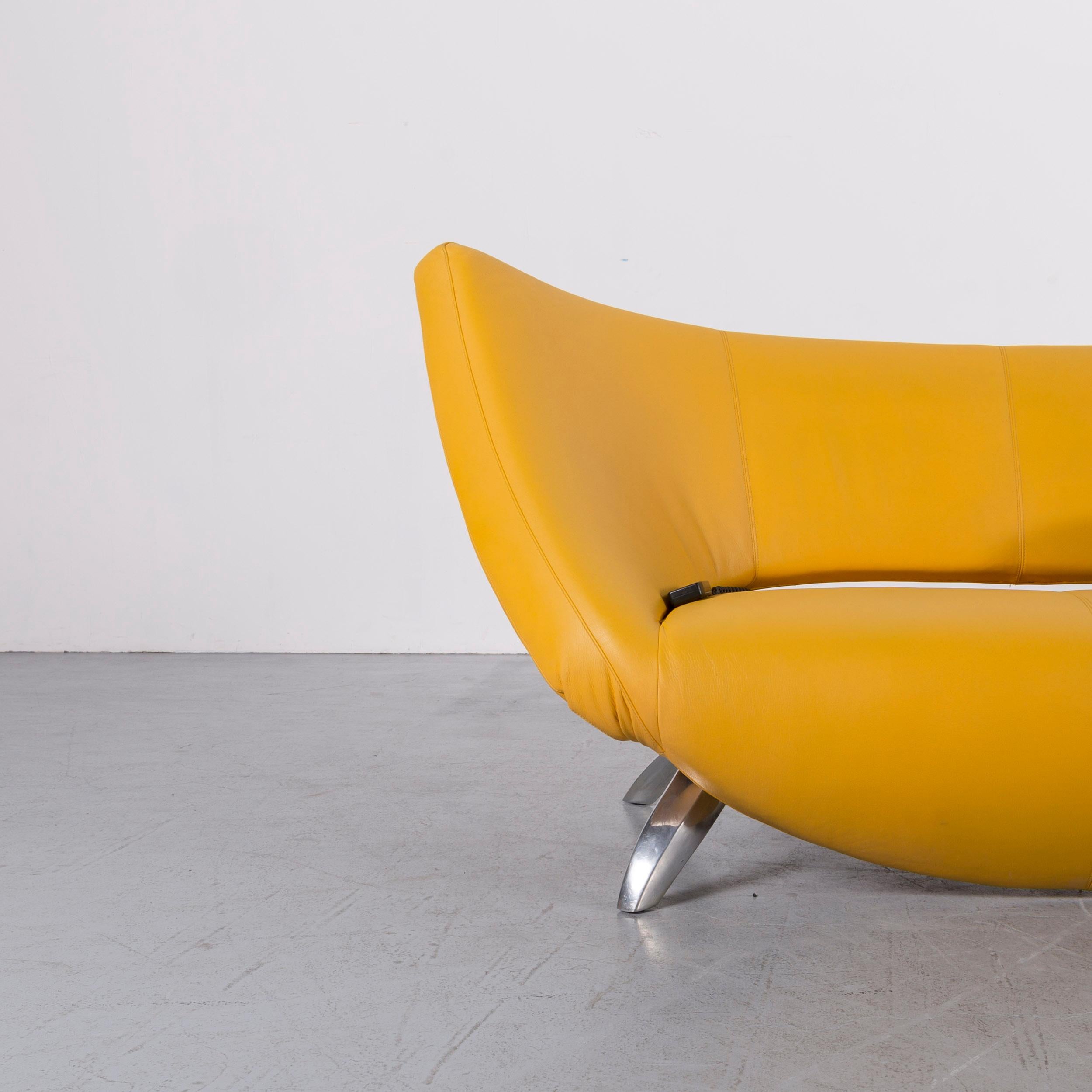 German Leolux Danaide by Stefan Heiliger Leather Sofa Yellow Two-Seat