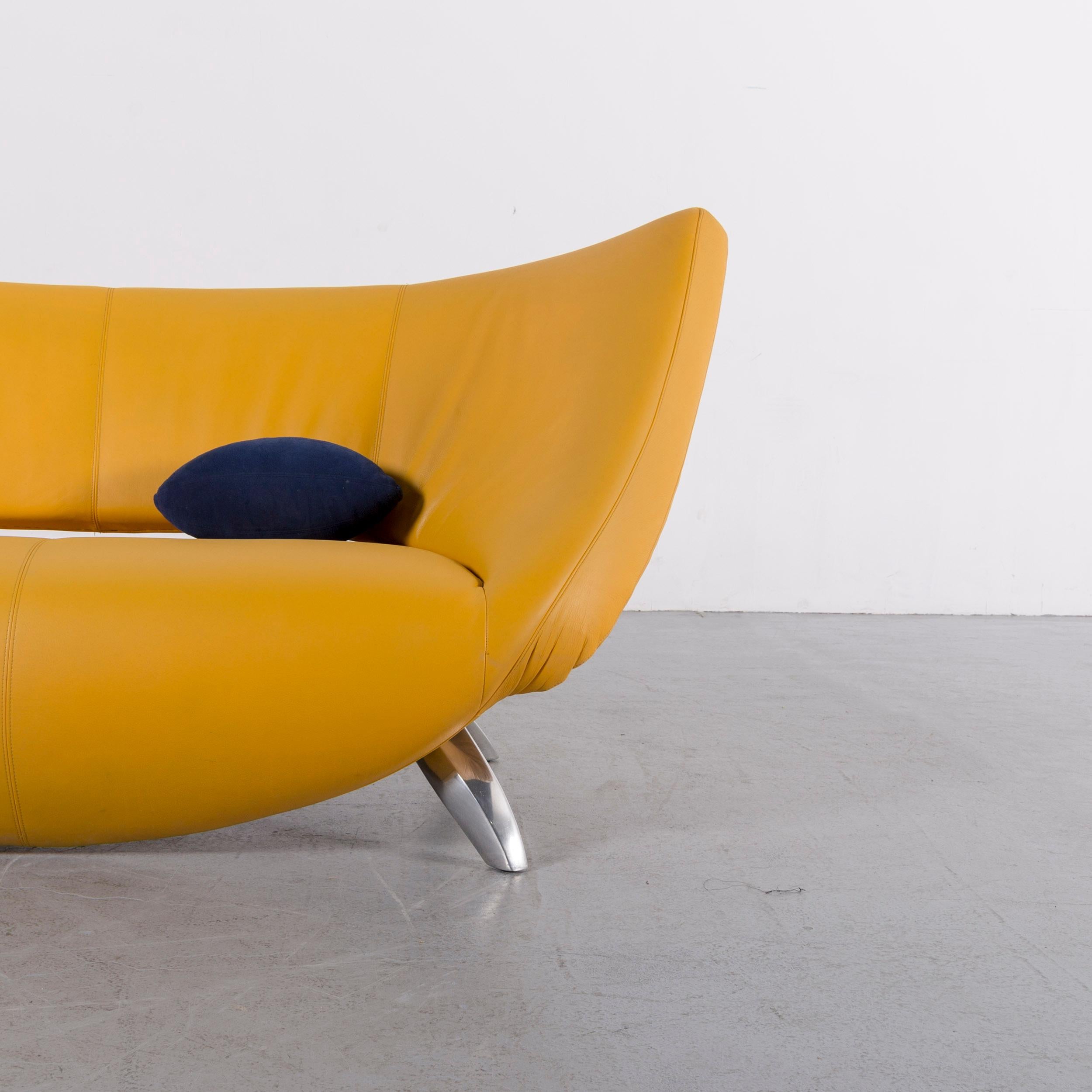 Leolux Danaide by Stefan Heiliger Leather Sofa Yellow Two-Seat In Good Condition In Cologne, DE
