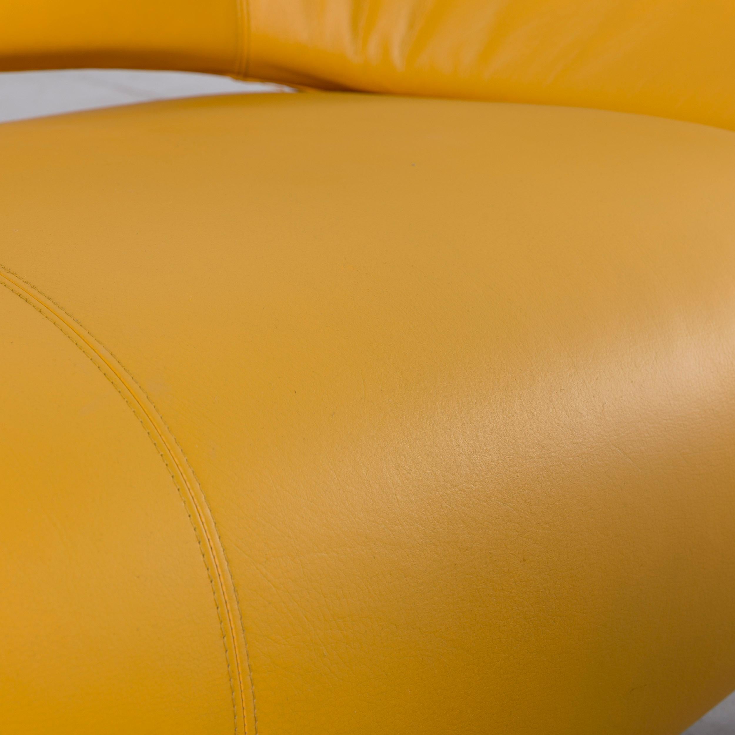 Contemporary Leolux Danaide by Stefan Heiliger Leather Sofa Yellow Two-Seat
