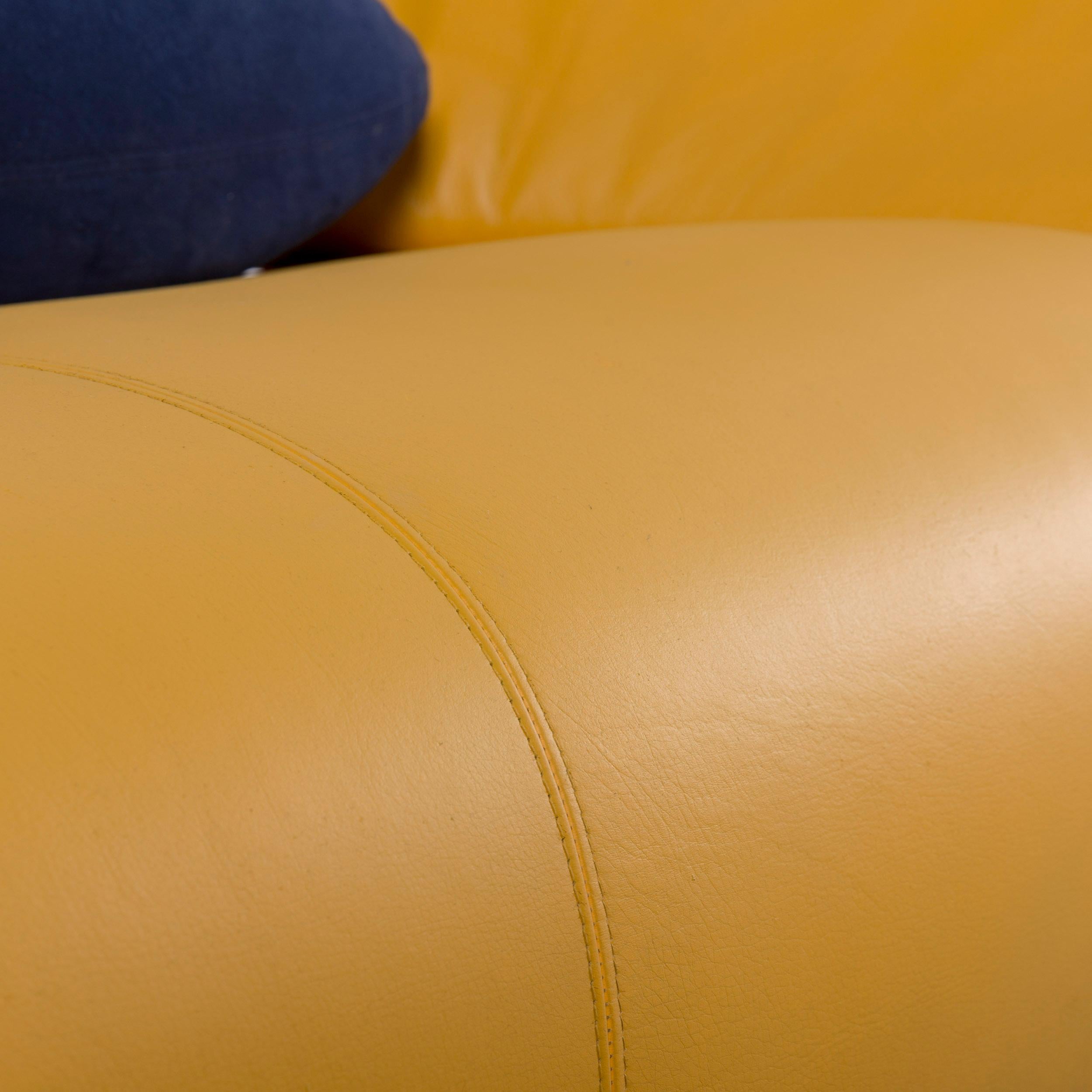 Leolux Danaide by Stefan Heiliger Leather Sofa Yellow Two-Seat 2