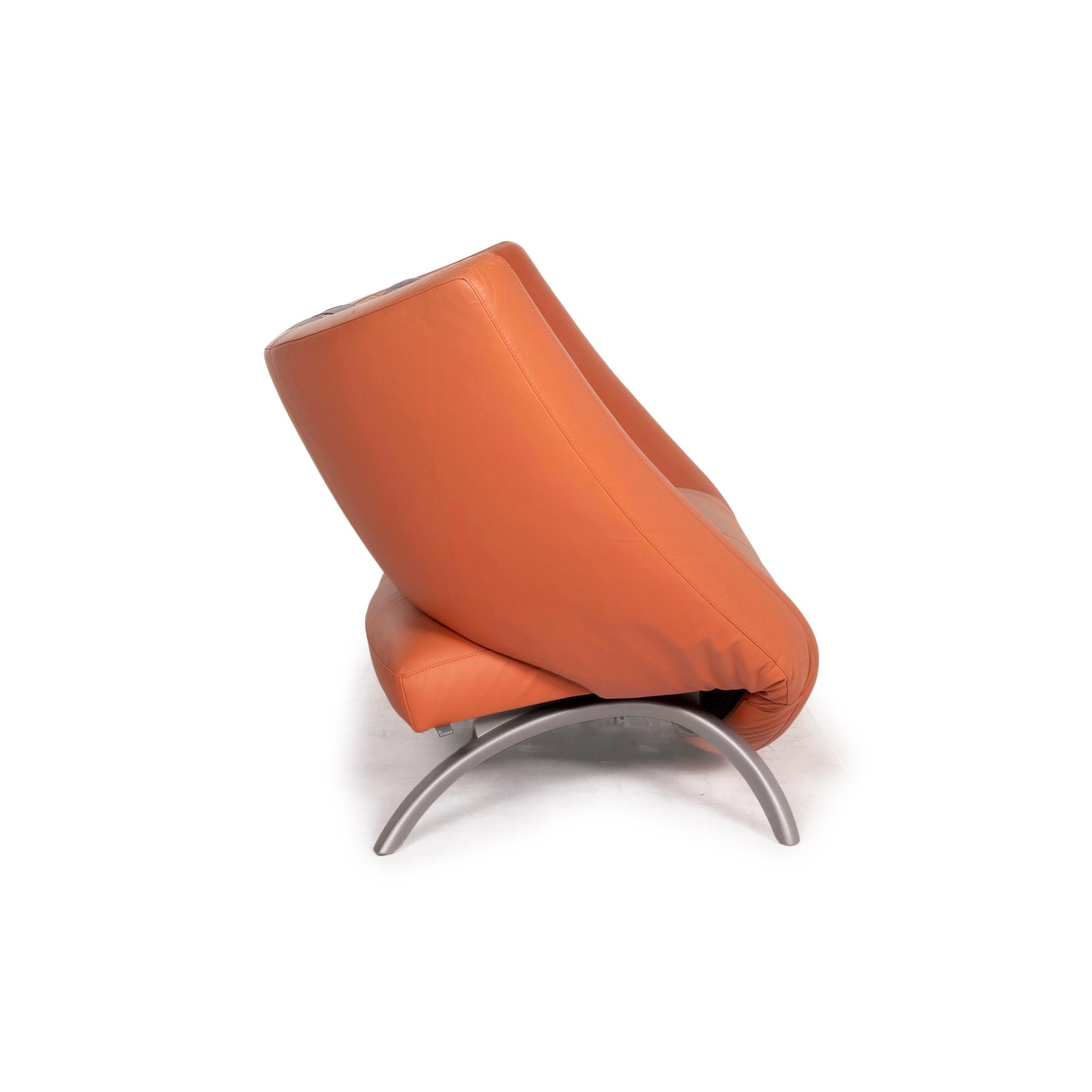 Leolux Danaide Orange Leather Sofa Two-Seater Electrical Function 3