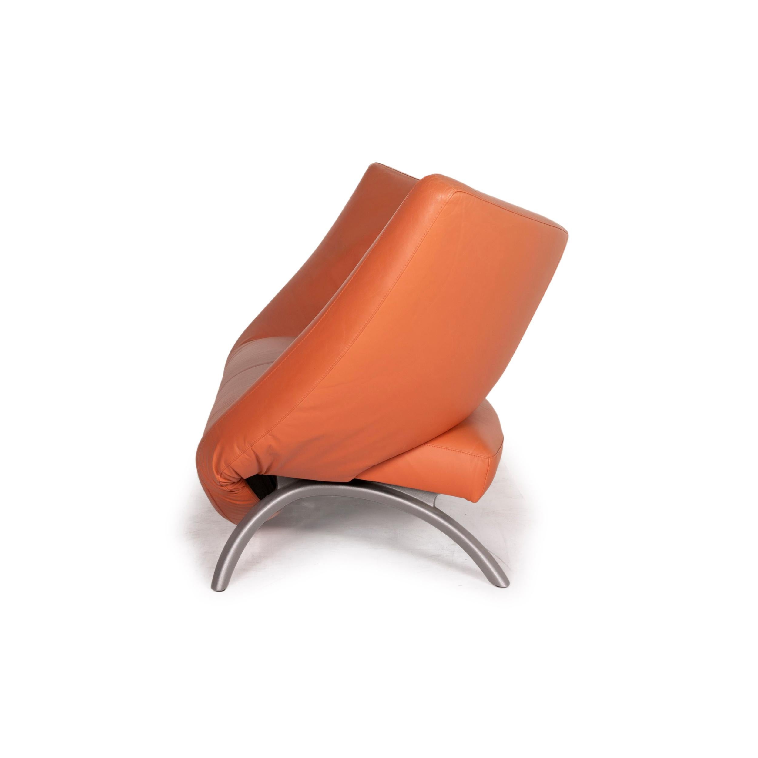 Leolux Danaide Orange Leather Sofa Two-Seater Electrical Function 5