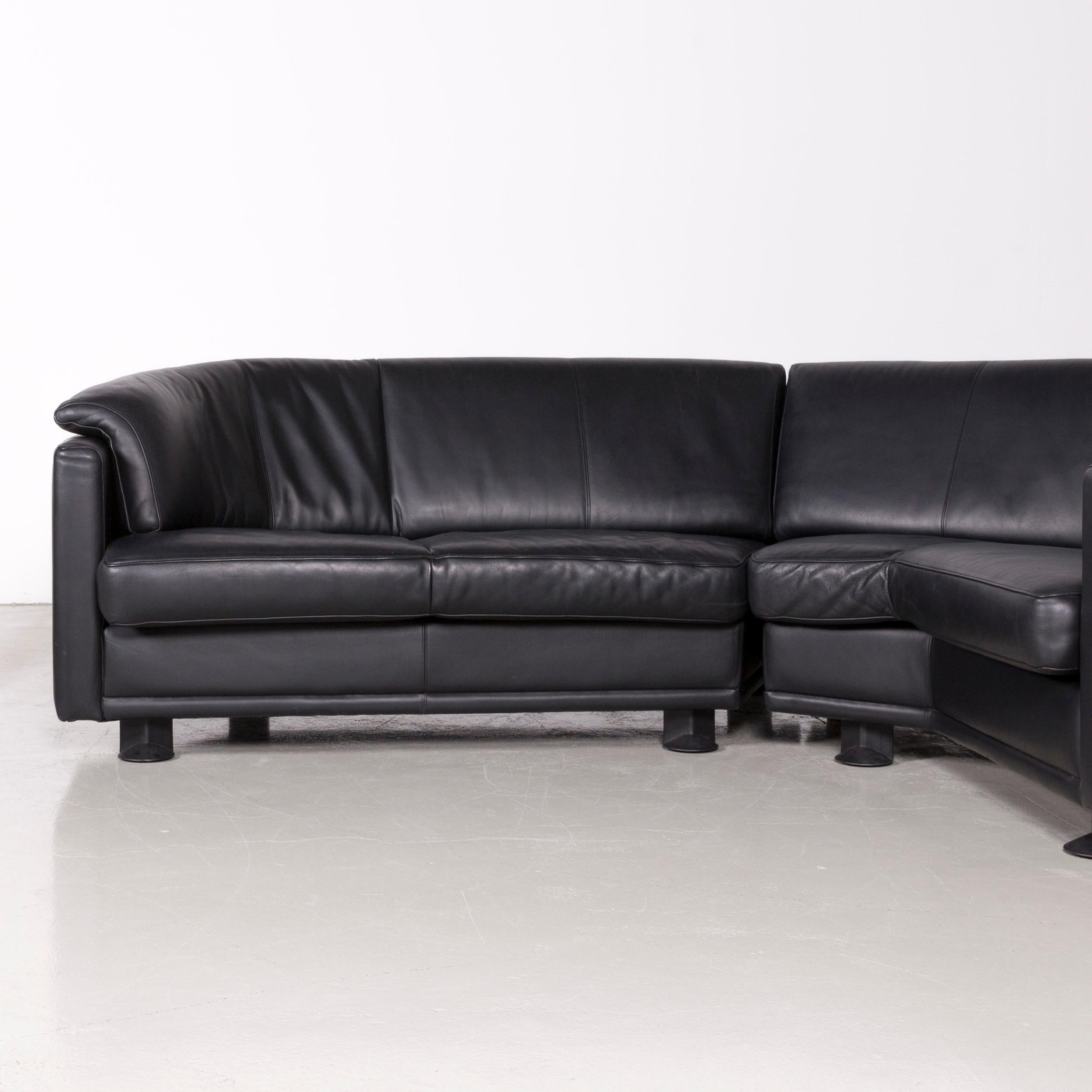 German Leolux Designer Corner Couch Leather Black Sofa For Sale