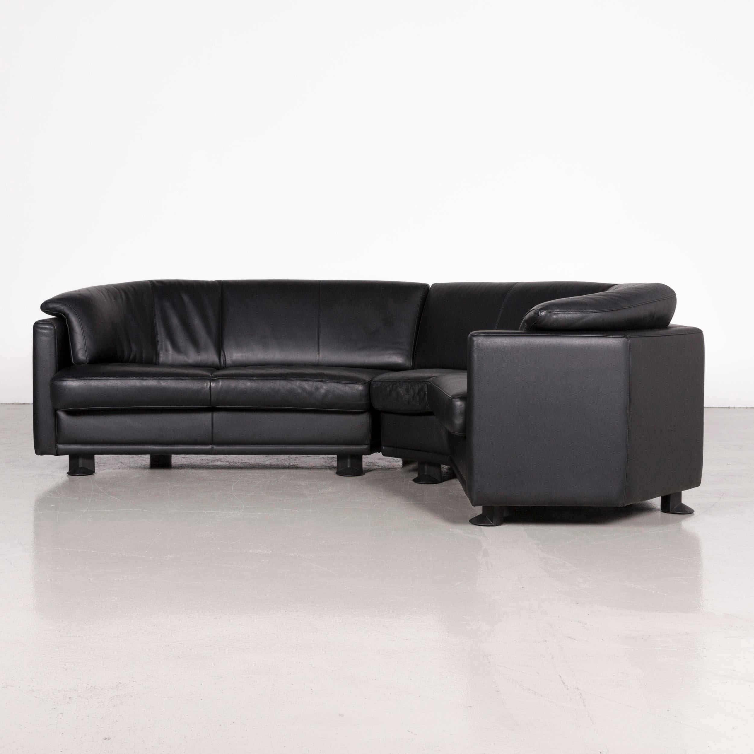 Leolux Designer Corner Couch Leather Black Sofa For Sale 2