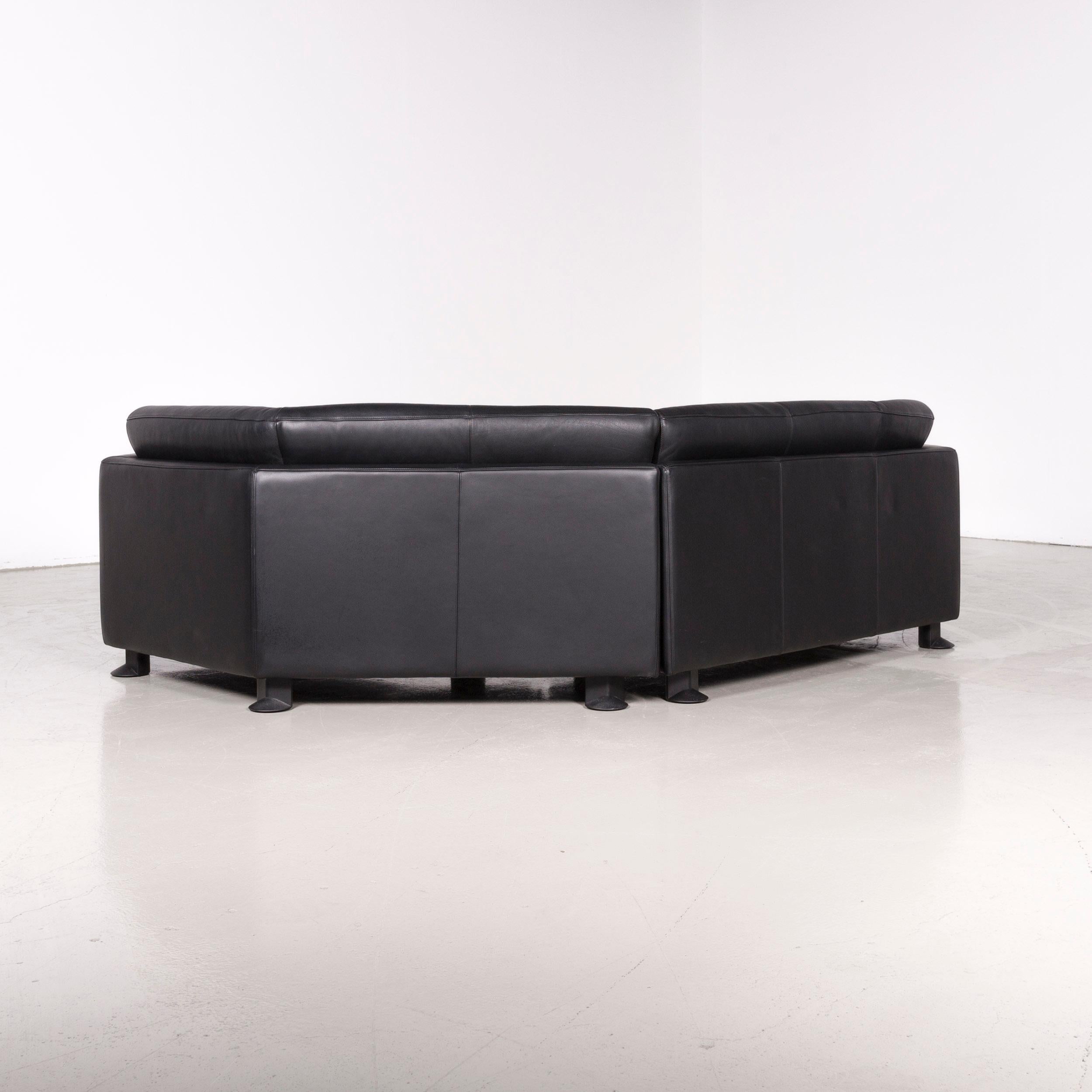 Leolux Designer Corner Couch Leather Black Sofa For Sale 3