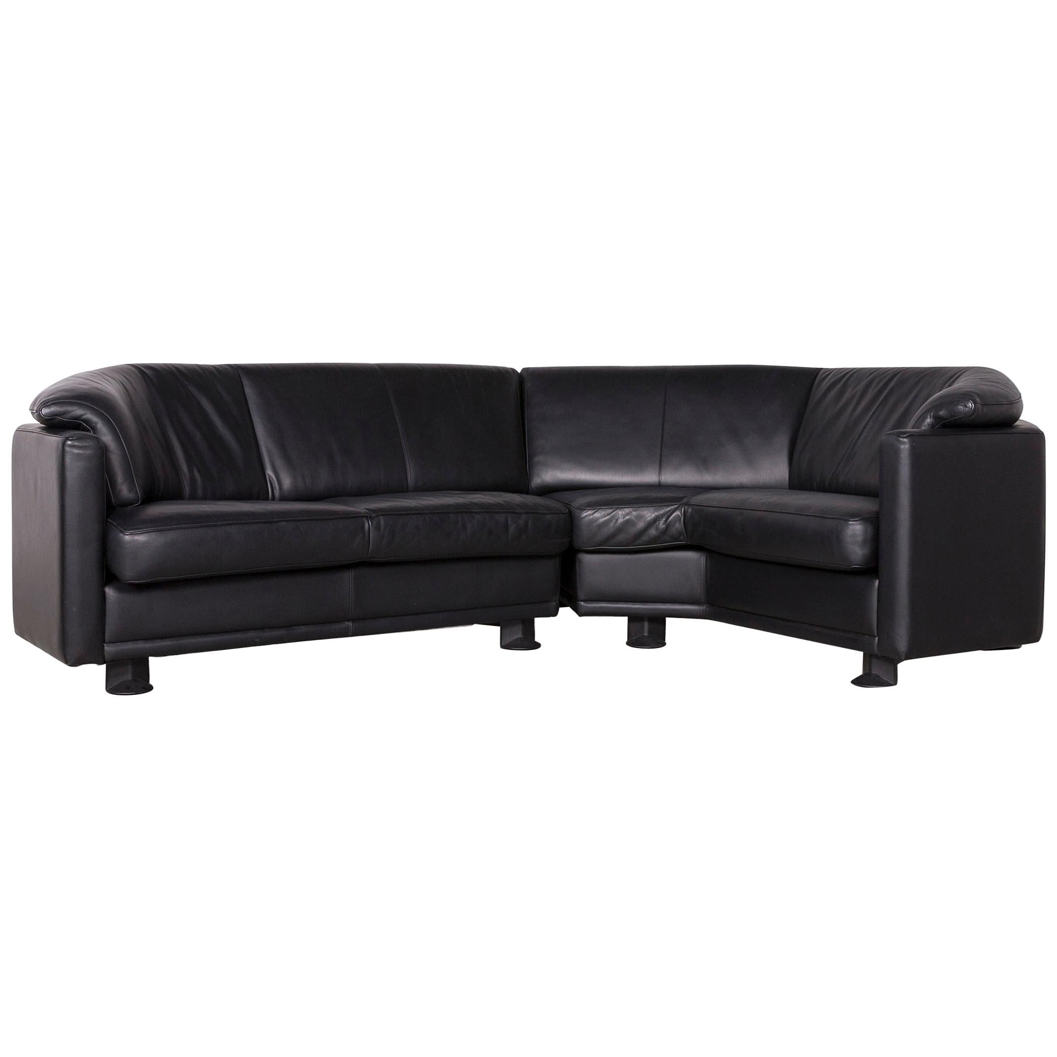 Leolux Designer Corner Couch Leather Black Sofa For Sale