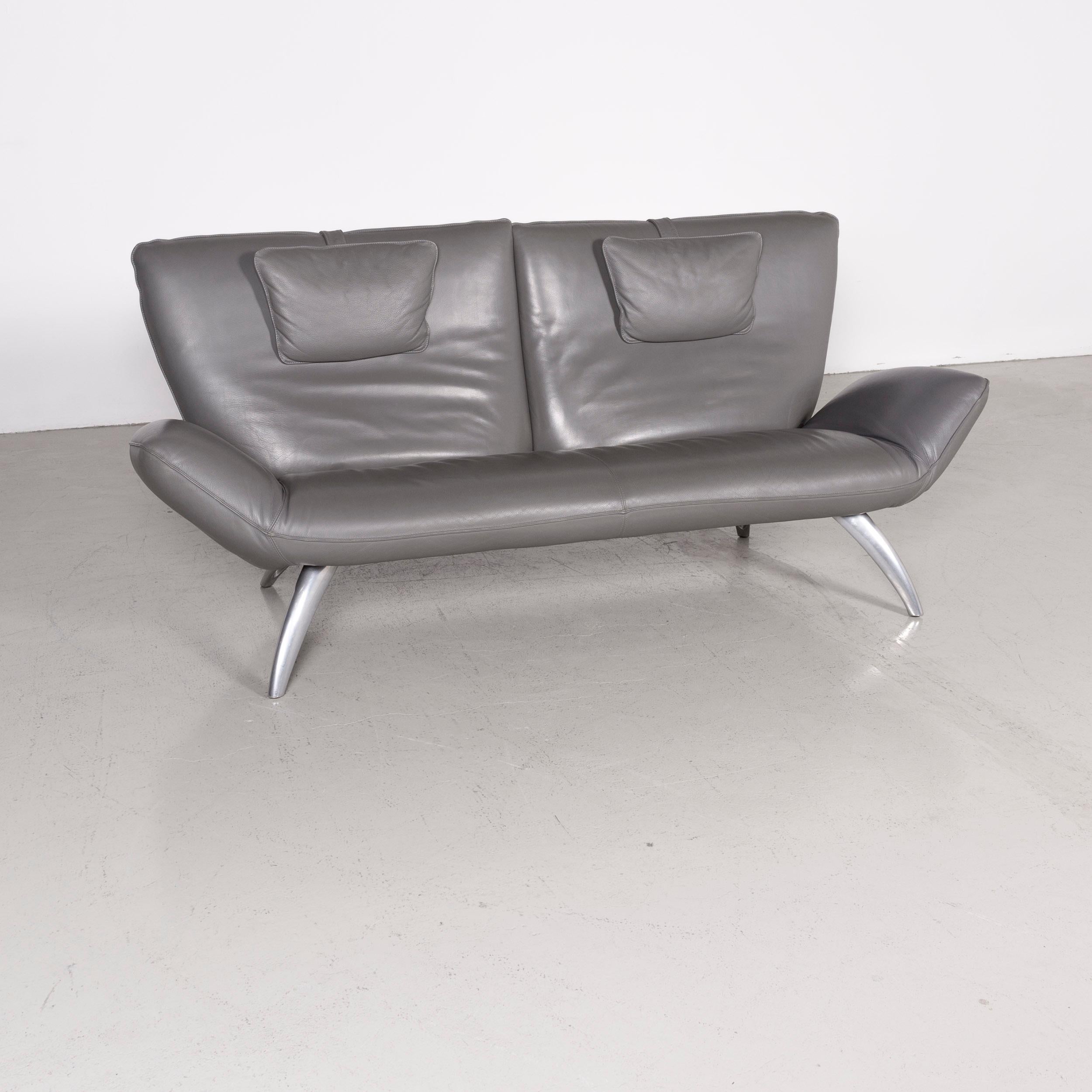 Leolux designer leather sofa grey three-seat couch.