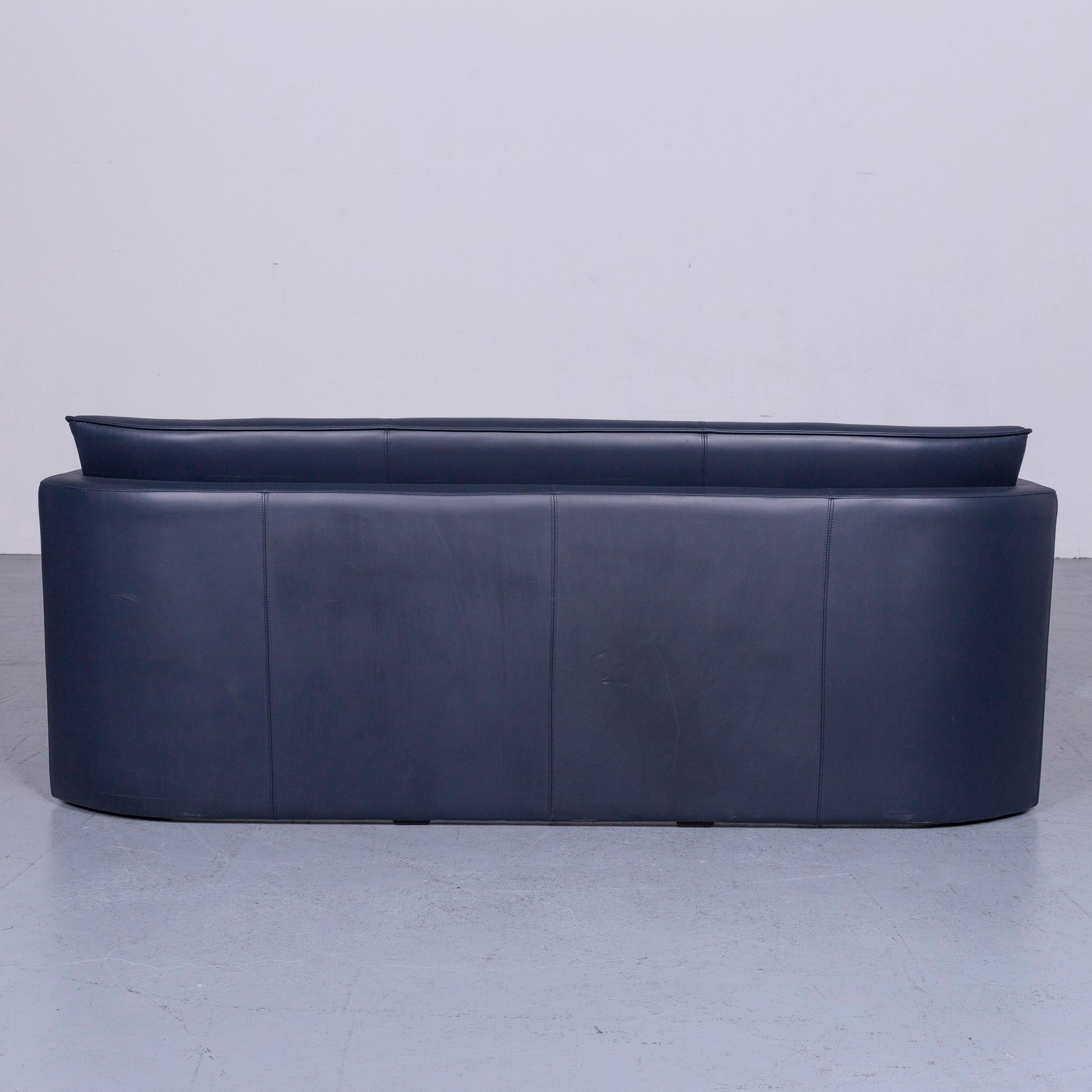 Leolux Designer Sofa Leather Blue Two-Seat Couch Modern For Sale 4