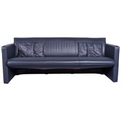 Leolux Designer Sofa Leather Blue Two-Seat Couch Modern