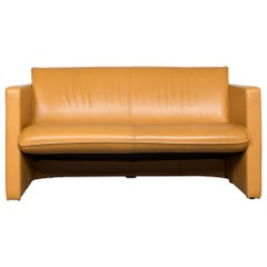 Leolux Designer Sofa Leather Yellow Two-Seat Couch