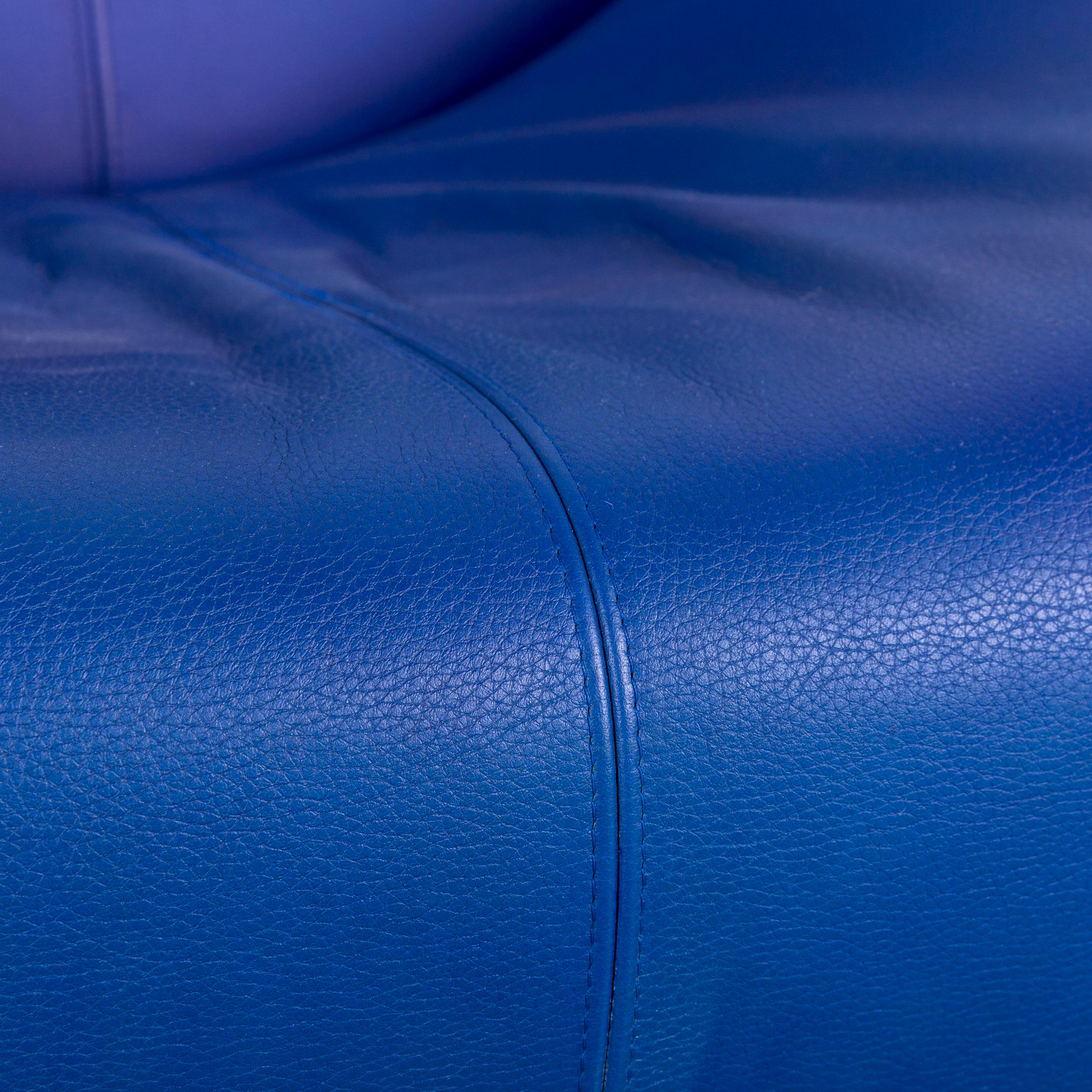 German Leolux Echnato Leather Armchair Blue One-Seat