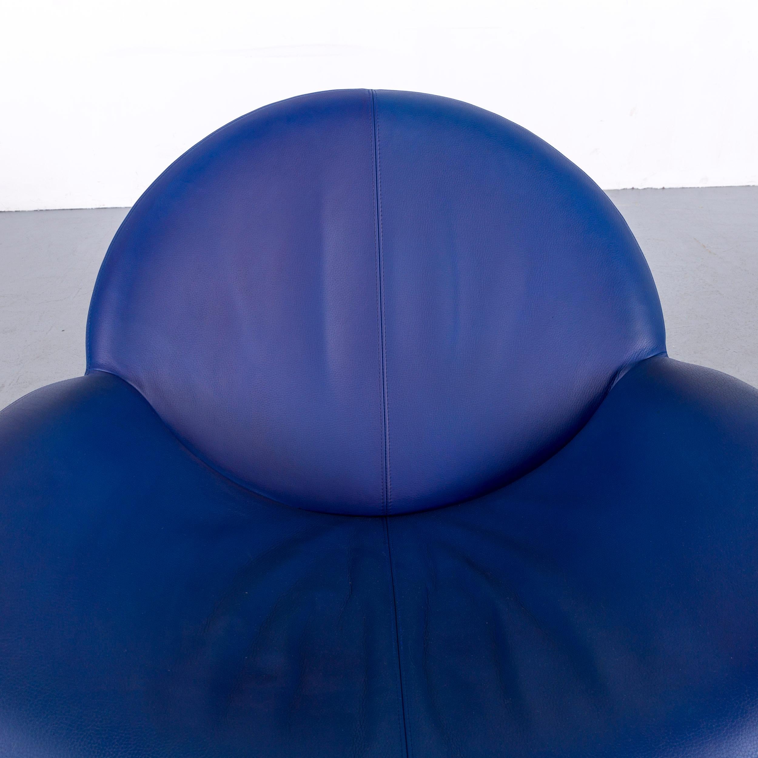 Leolux Echnato Leather Armchair Blue One-Seat In Good Condition In Cologne, DE