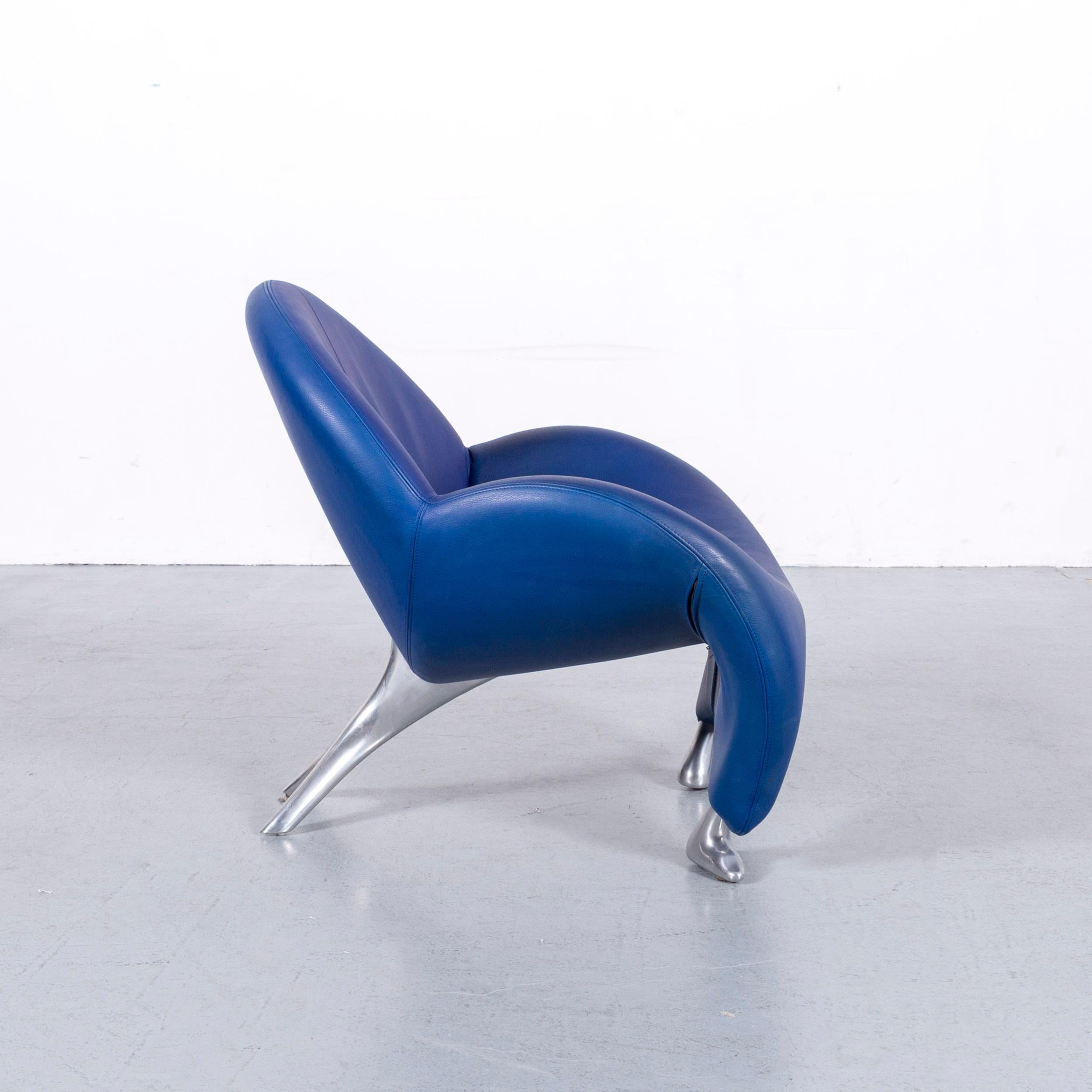 Leolux Echnato Leather Armchair Blue One-Seat 1