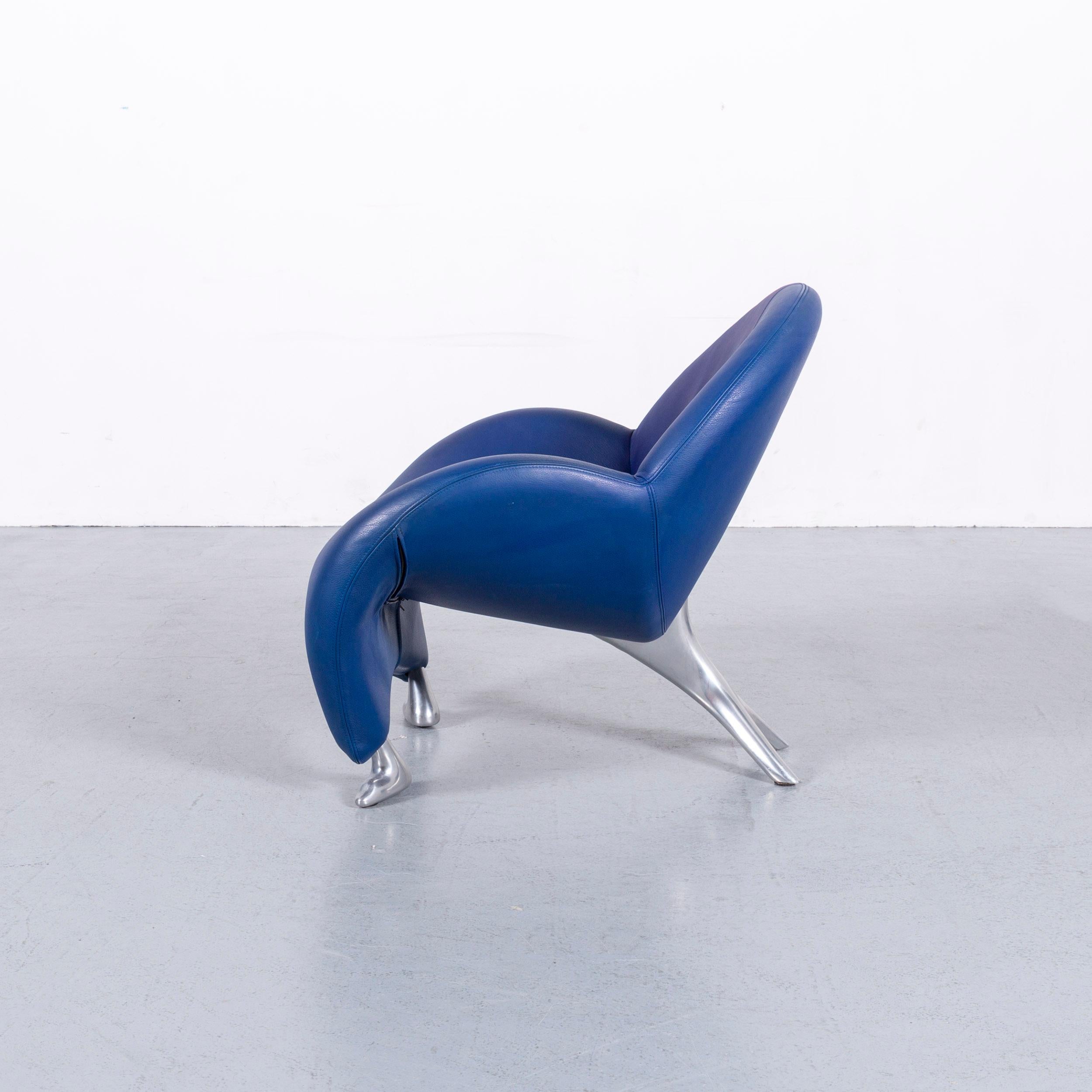 Leolux Echnato Leather Armchair Blue One-Seat 3