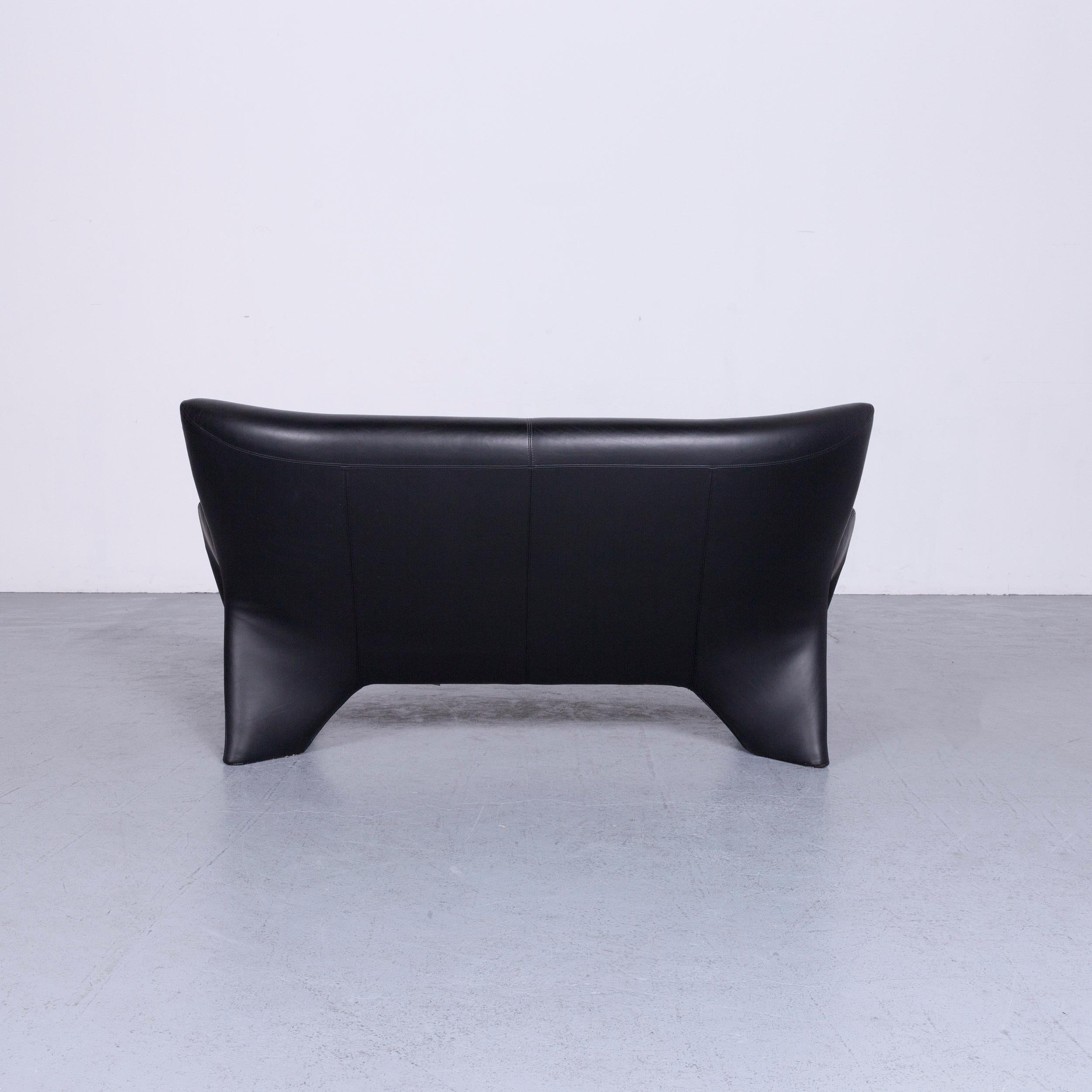 Leolux Echnaton Designer Sofa Leather Black Two-Seat Couch Modern 6
