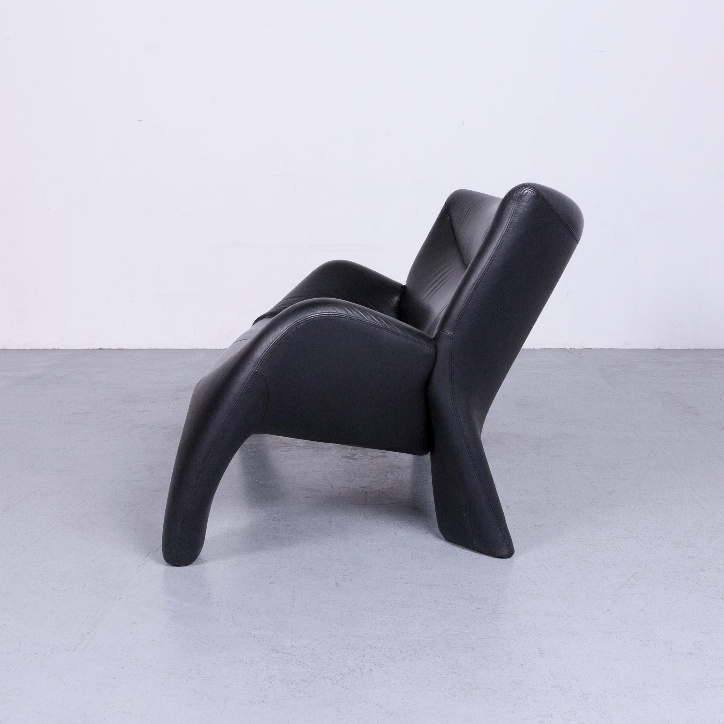 Leolux Echnaton Designer Sofa Leather Black Two-Seat Couch Modern 7