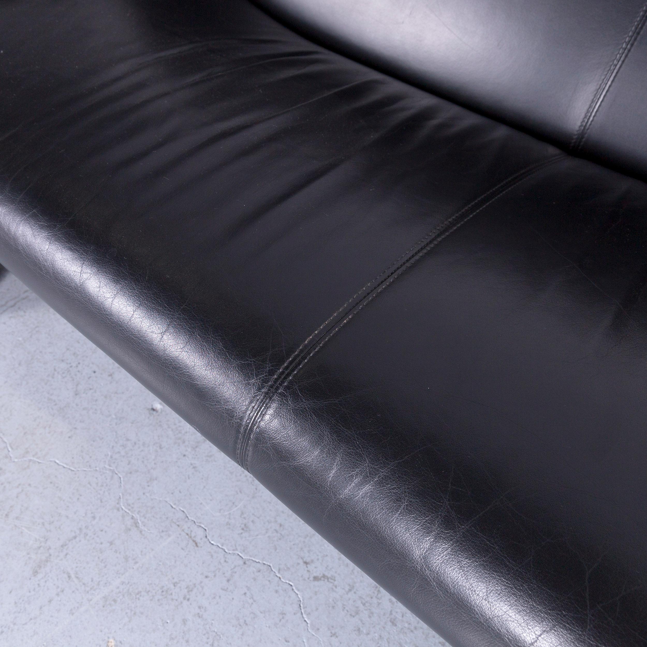 Leolux Echnaton Designer Sofa Leather Black Two-Seat Couch Modern 1
