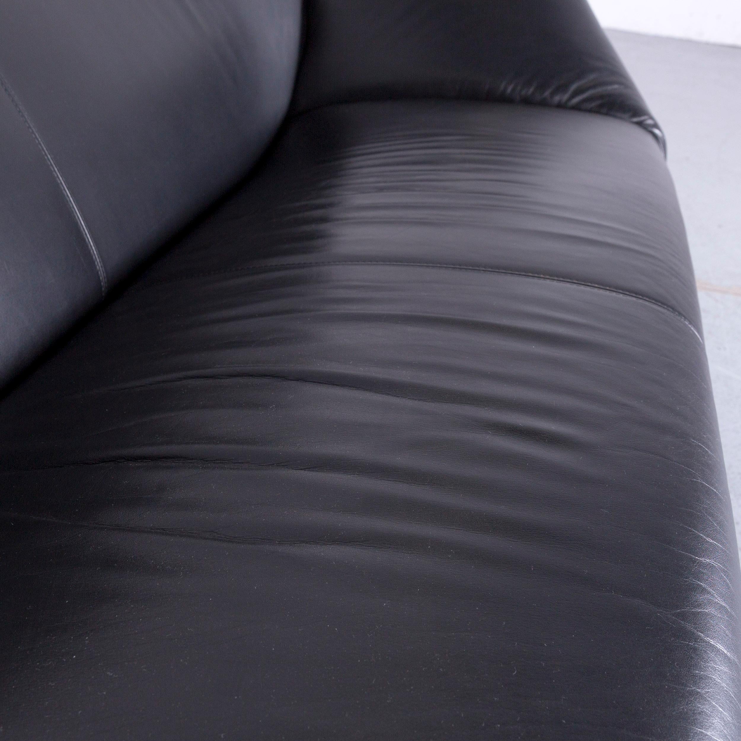 Leolux Echnaton Designer Sofa Leather Black Two-Seat Couch Modern 2