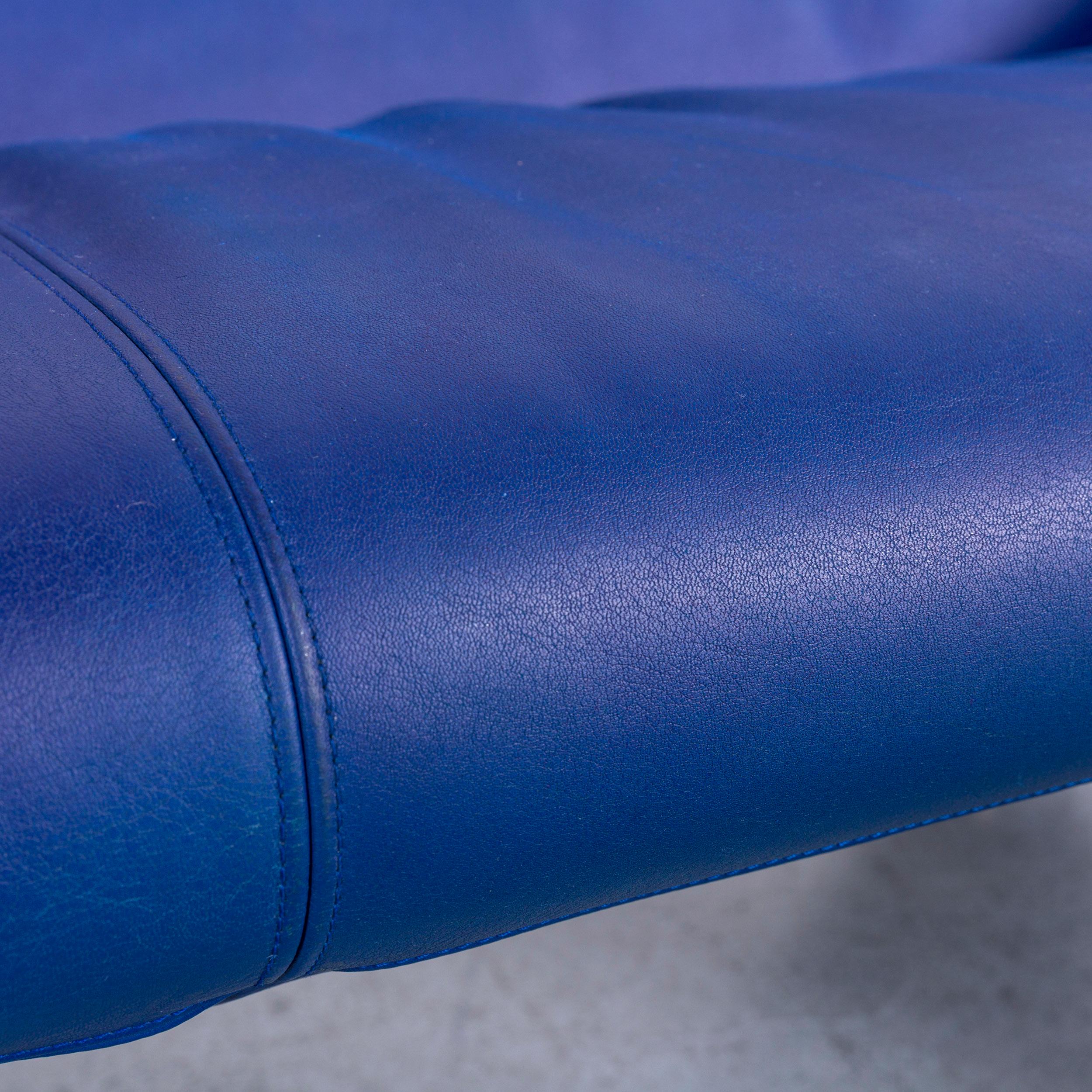 Leolux Echnaton Designer Sofa Cuir Bleu Canapé Deux Sièges Moderne Bon état à Cologne, DE