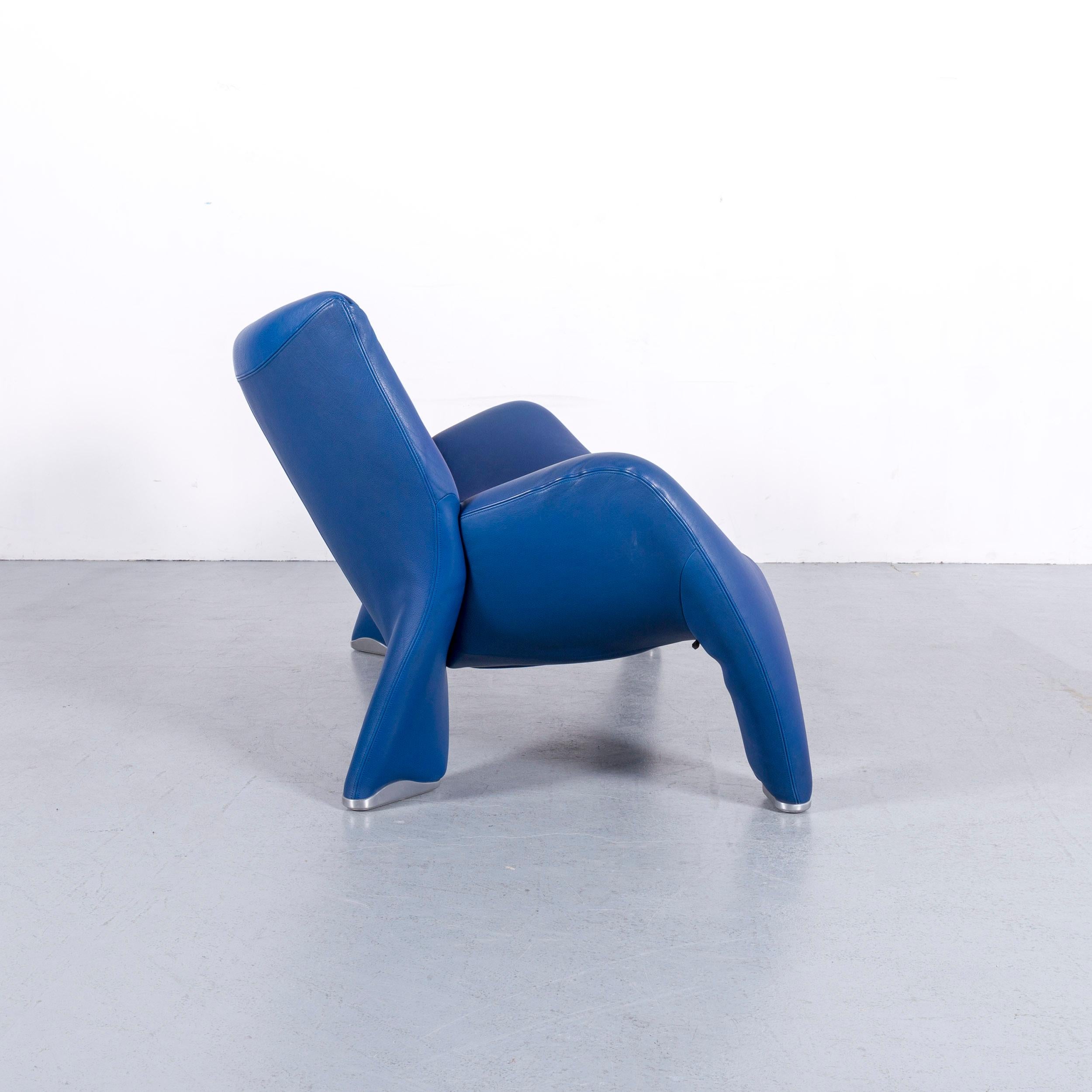 Leolux Echnaton Designer Sofa Cuir Bleu Canapé Deux Sièges Moderne 2