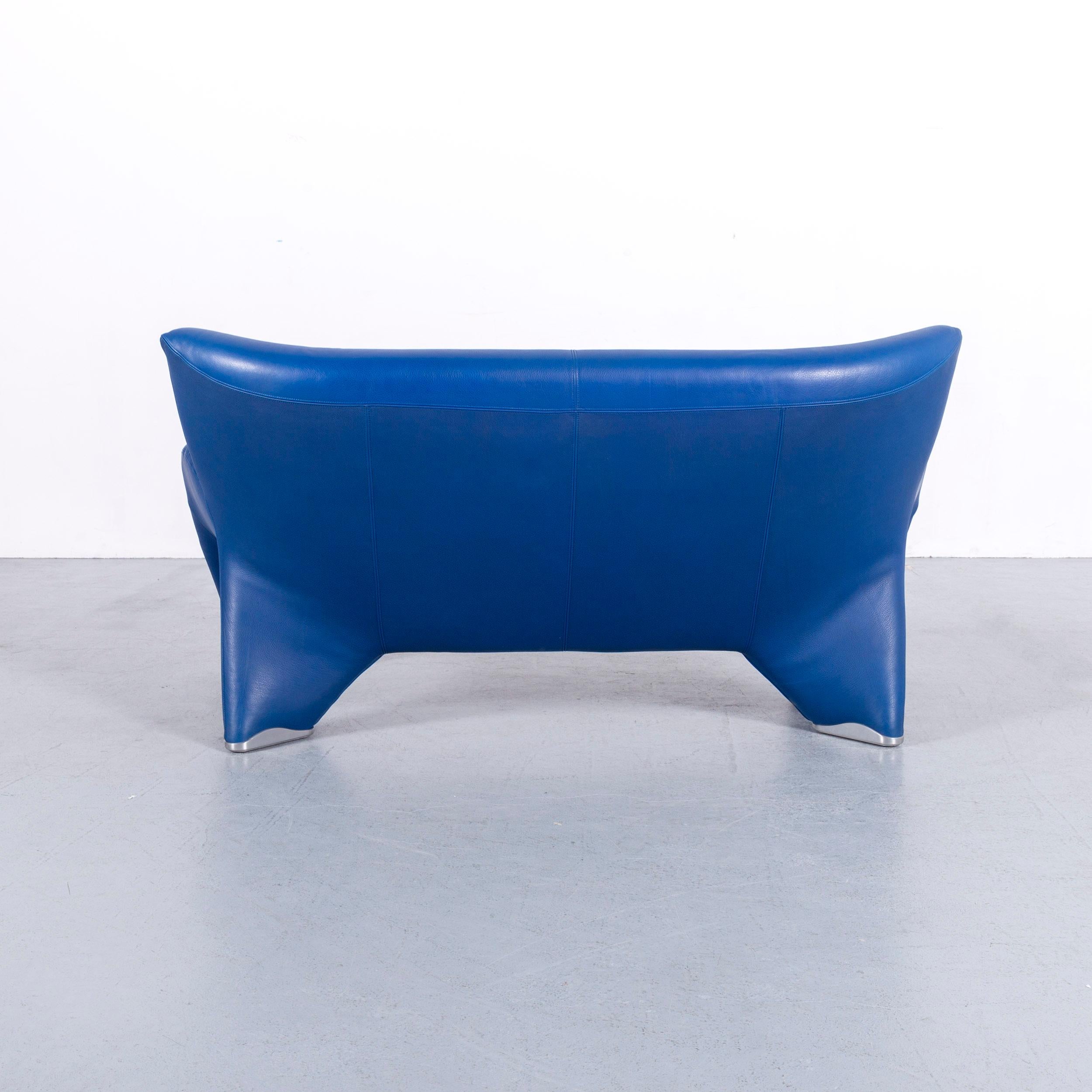 Leolux Echnaton Designer Sofa Cuir Bleu Canapé Deux Sièges Moderne 3