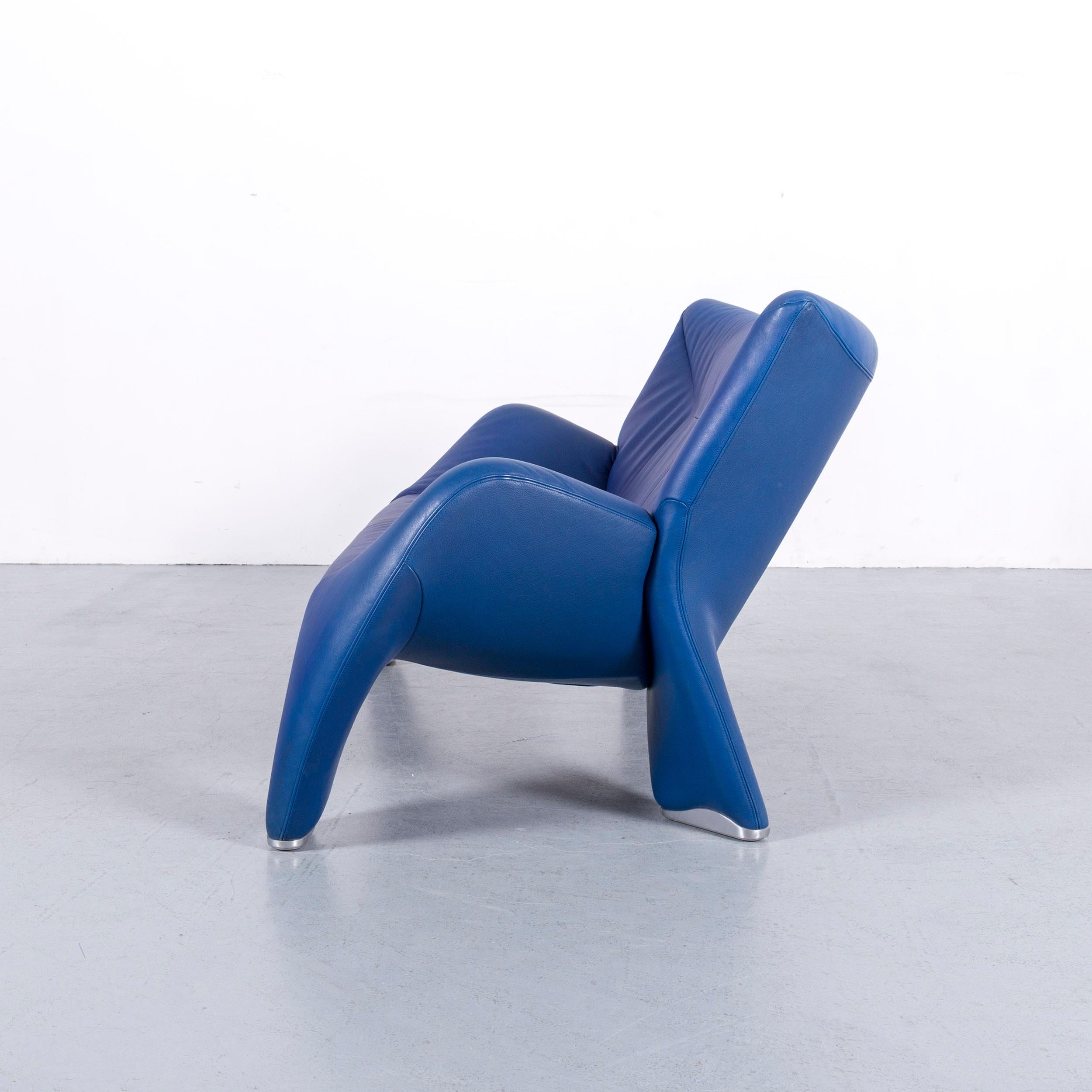 Leolux Echnaton Designer Sofa Cuir Bleu Canapé Deux Sièges Moderne 4