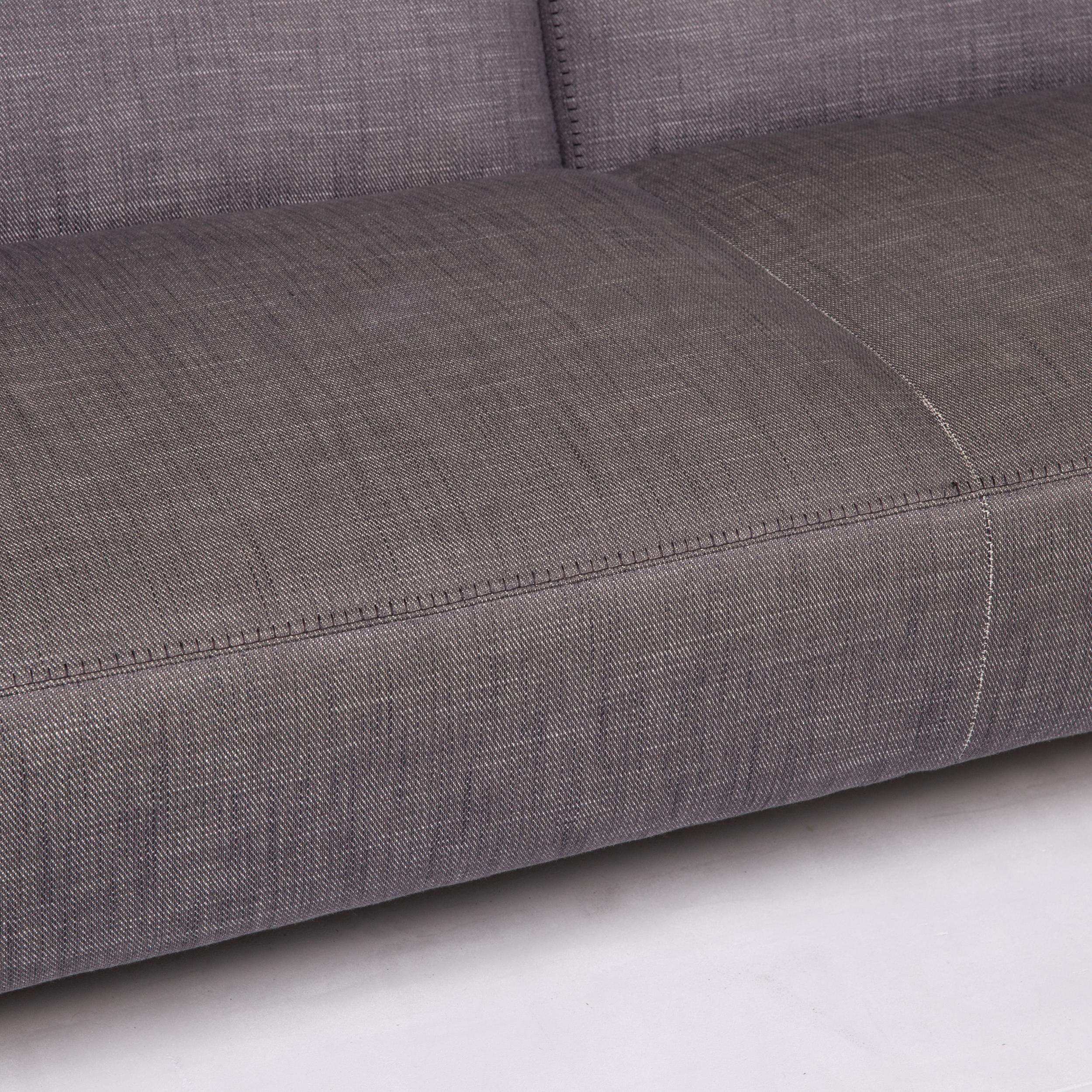 Modern Leolux Fabric Sofa Gray Three-Seat For Sale