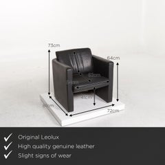 Leolux Fiebo 886 Leather Armchair Set Anthracite Gray 1 Armchair 1 Stool