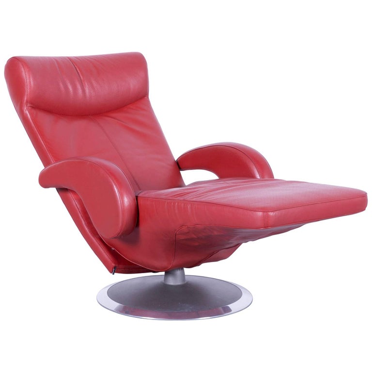 Leolux Helical Designer Leather Chair Red One-Seat Recliner at 1stDibs