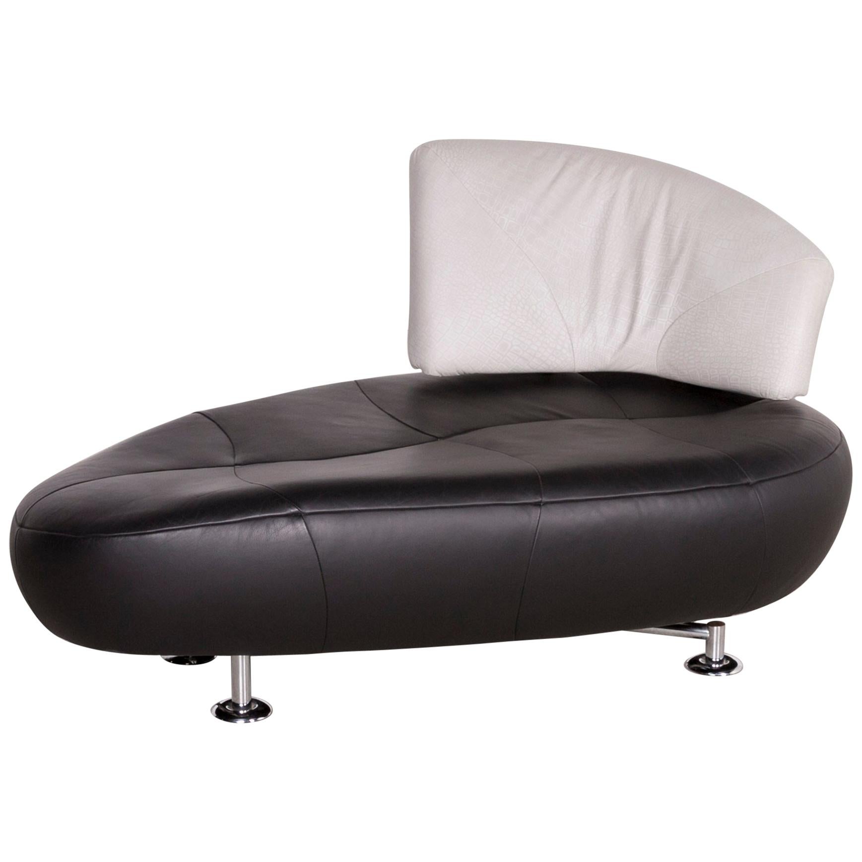 Leolux Kikko Designer Leather Lounger Black Genuine Leather For Sale