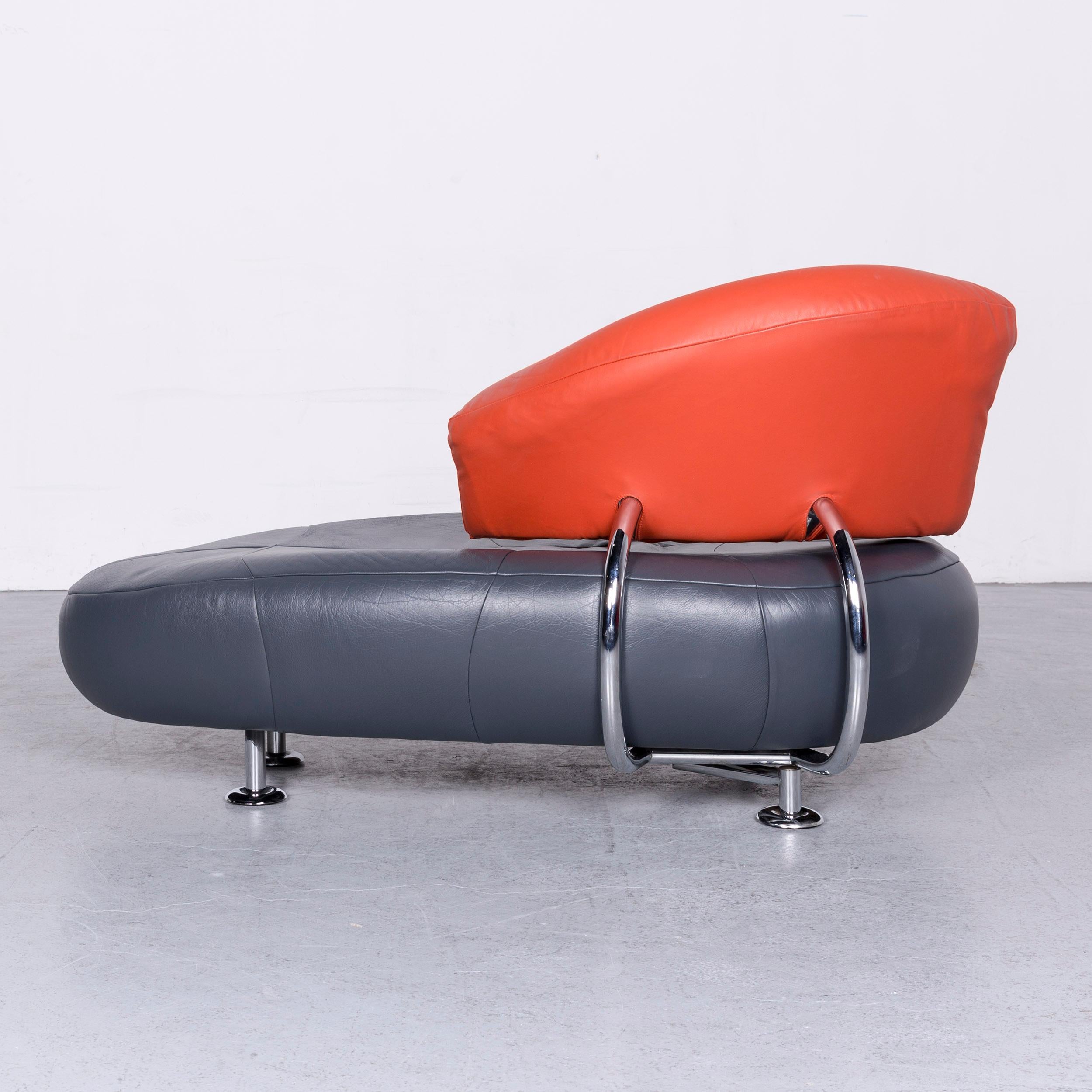 Leolux Kikko Designer Sofa Leather Blue Two-Seat Couch Modern For Sale 5