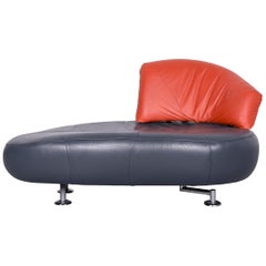 Leolux Kikko Designer Sofa Leather Blue Two-Seat Couch Modern
