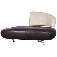Leolux Kikko Designer Sofa Leather Brown Two-Seat Couch Modern