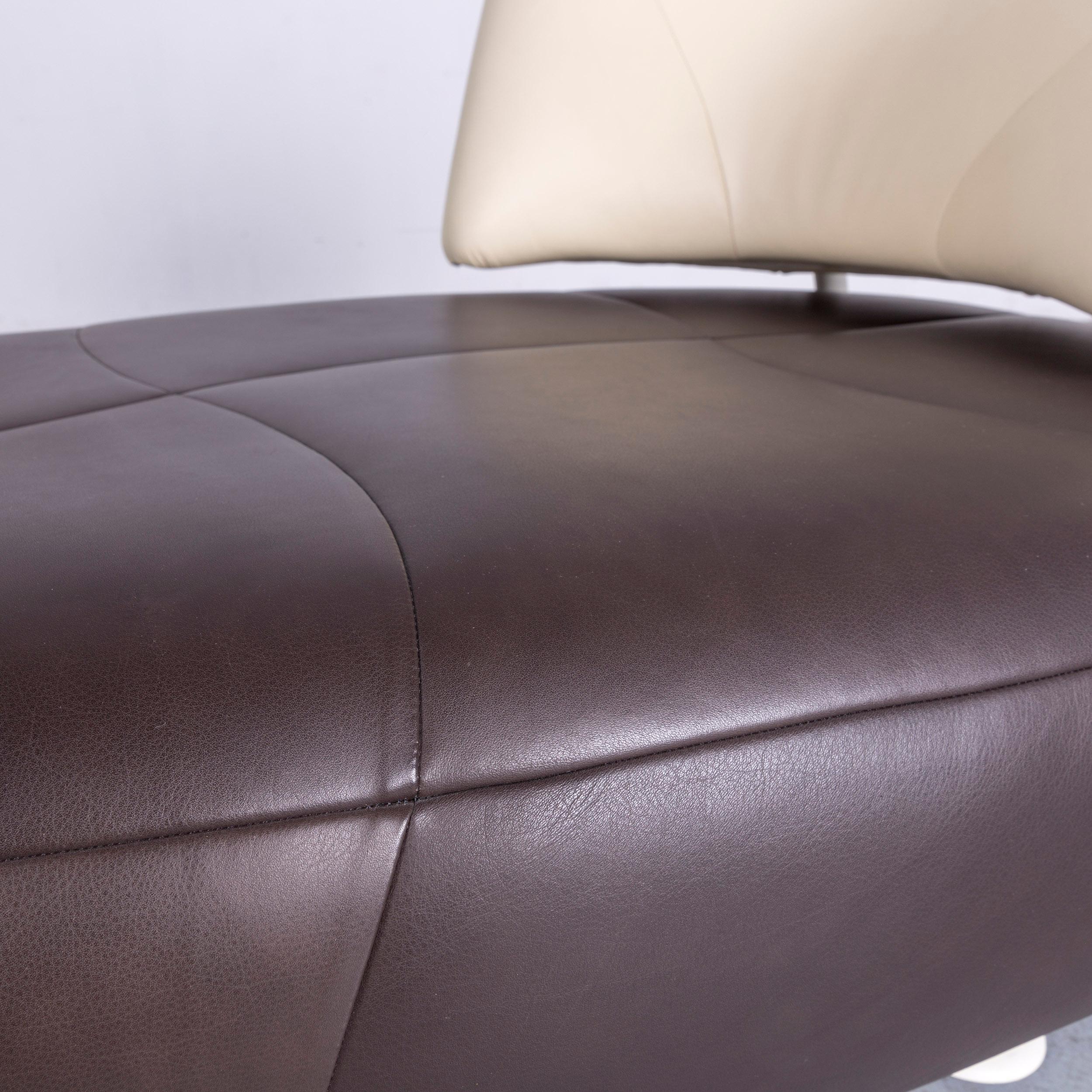 Leolux Kikko Leather Sofa Brown Genuine Leather Lounger Couch (Moderne) im Angebot