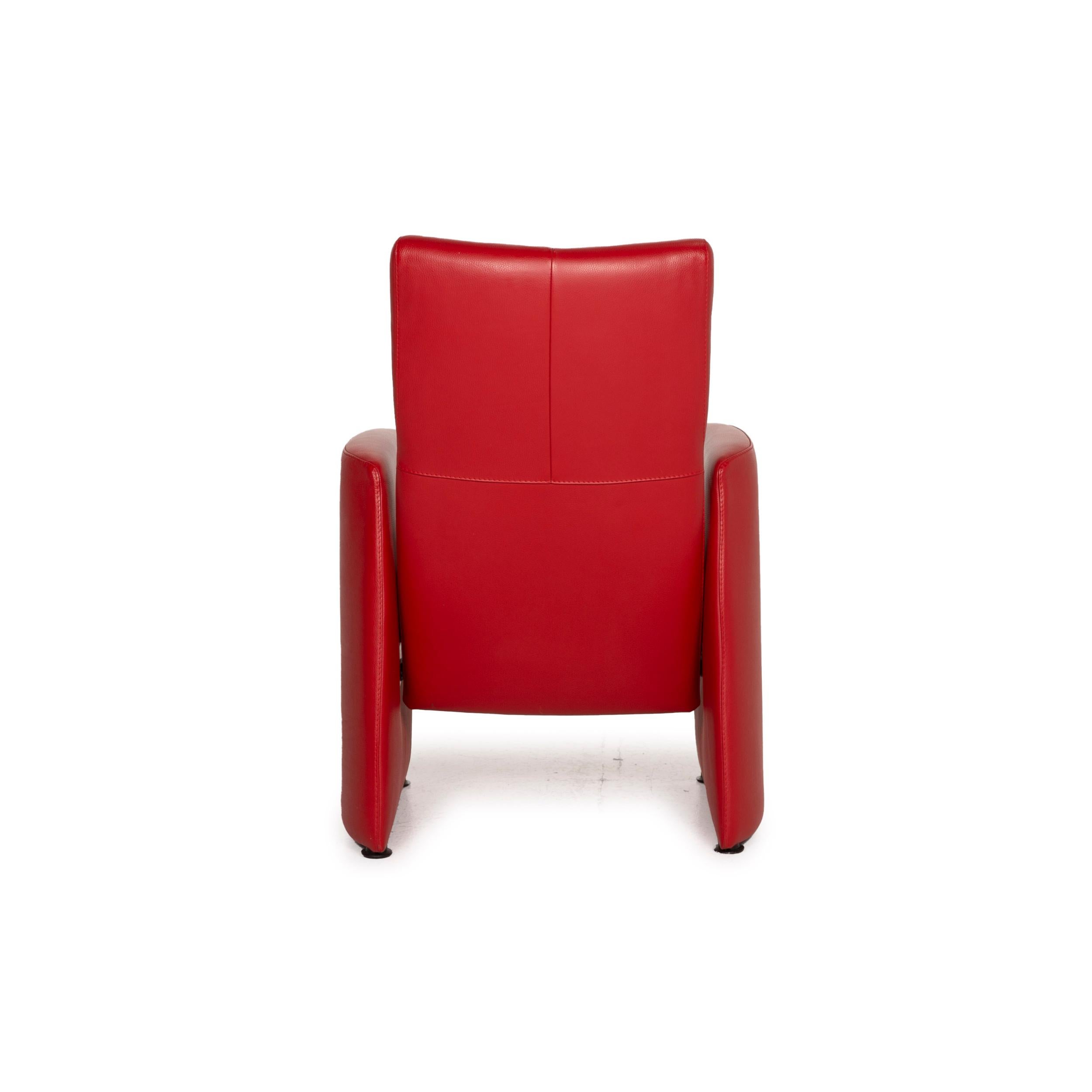Leolux Leather Armchair Red Relaxation Function 4