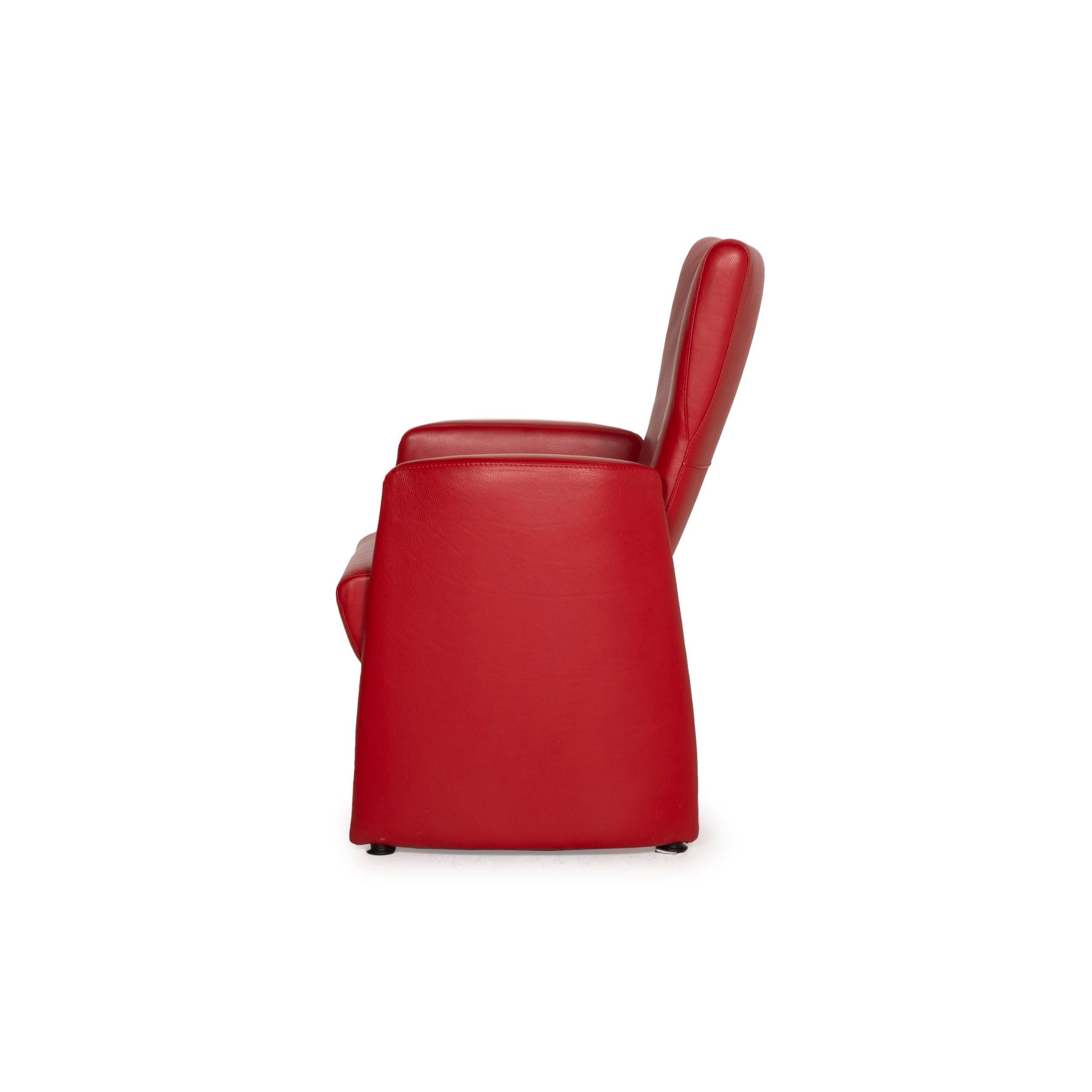 Leolux Leather Armchair Red Relaxation Function 5