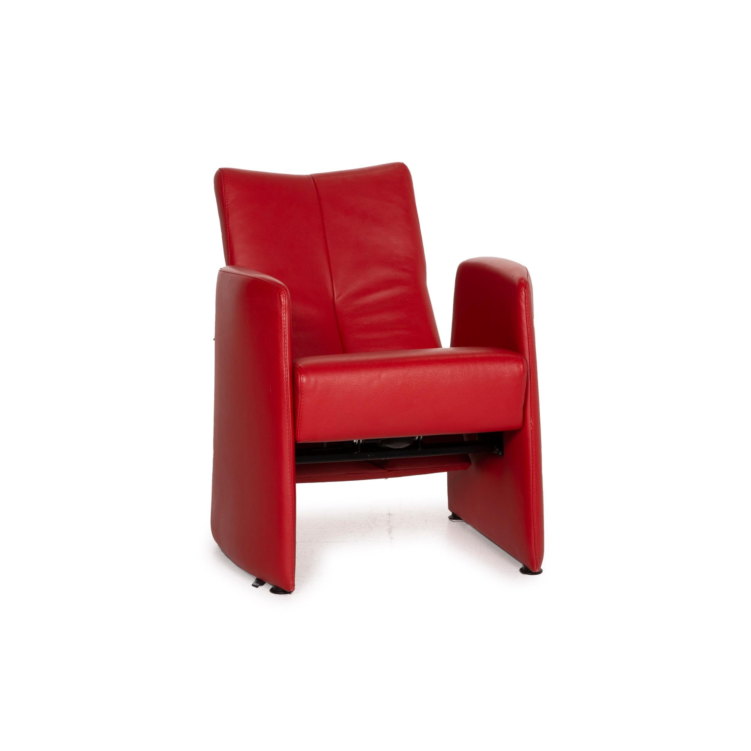 Modern Leolux Leather Armchair Red Relaxation Function