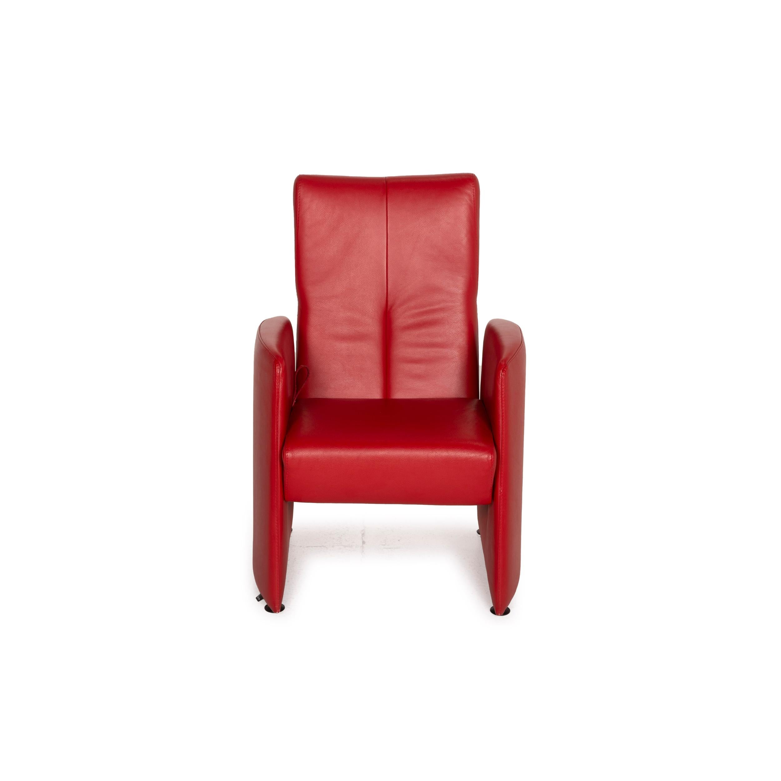 Leolux Leather Armchair Red Relaxation Function 2