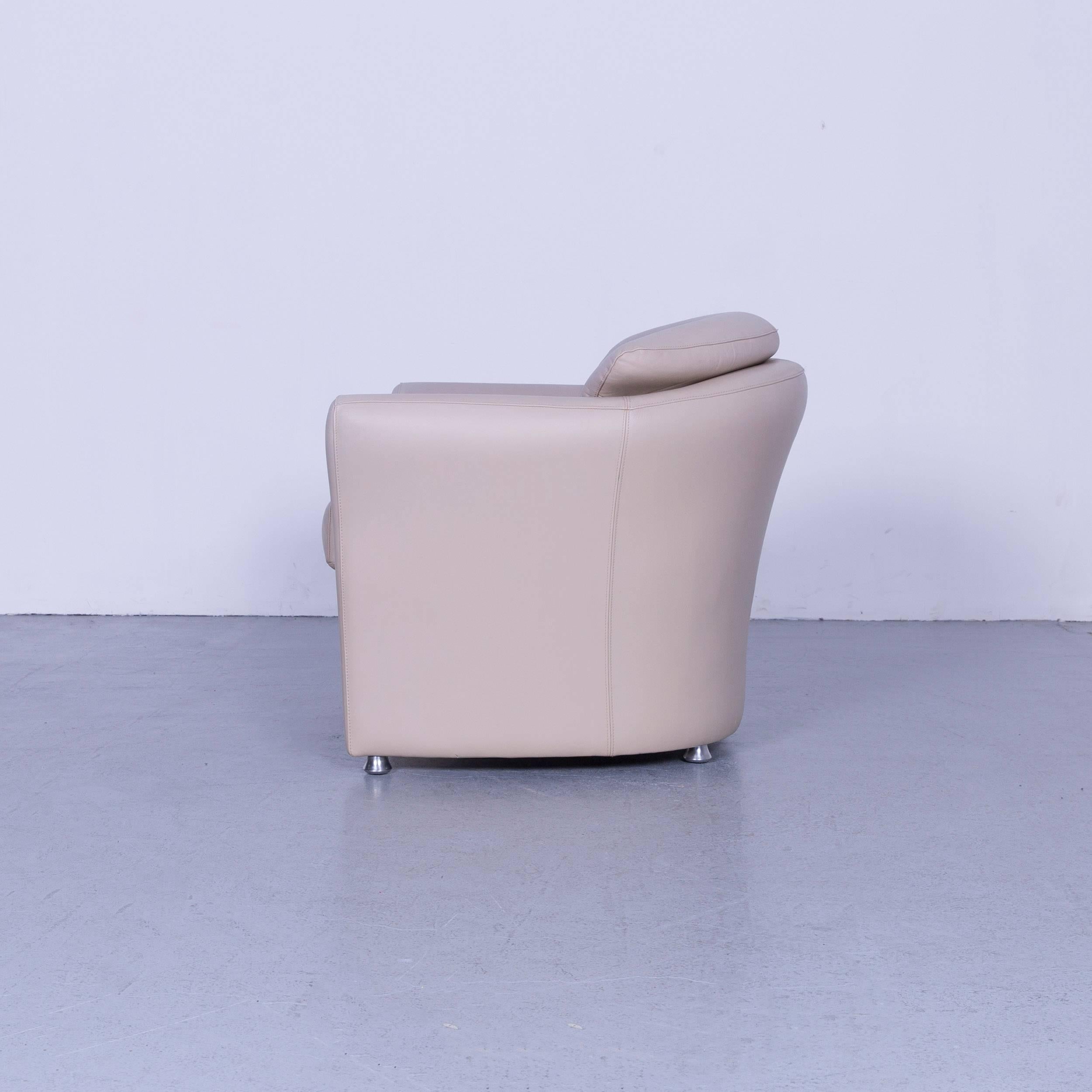 Leolux Leather Armchair Set Grey Beige One-Seat 5