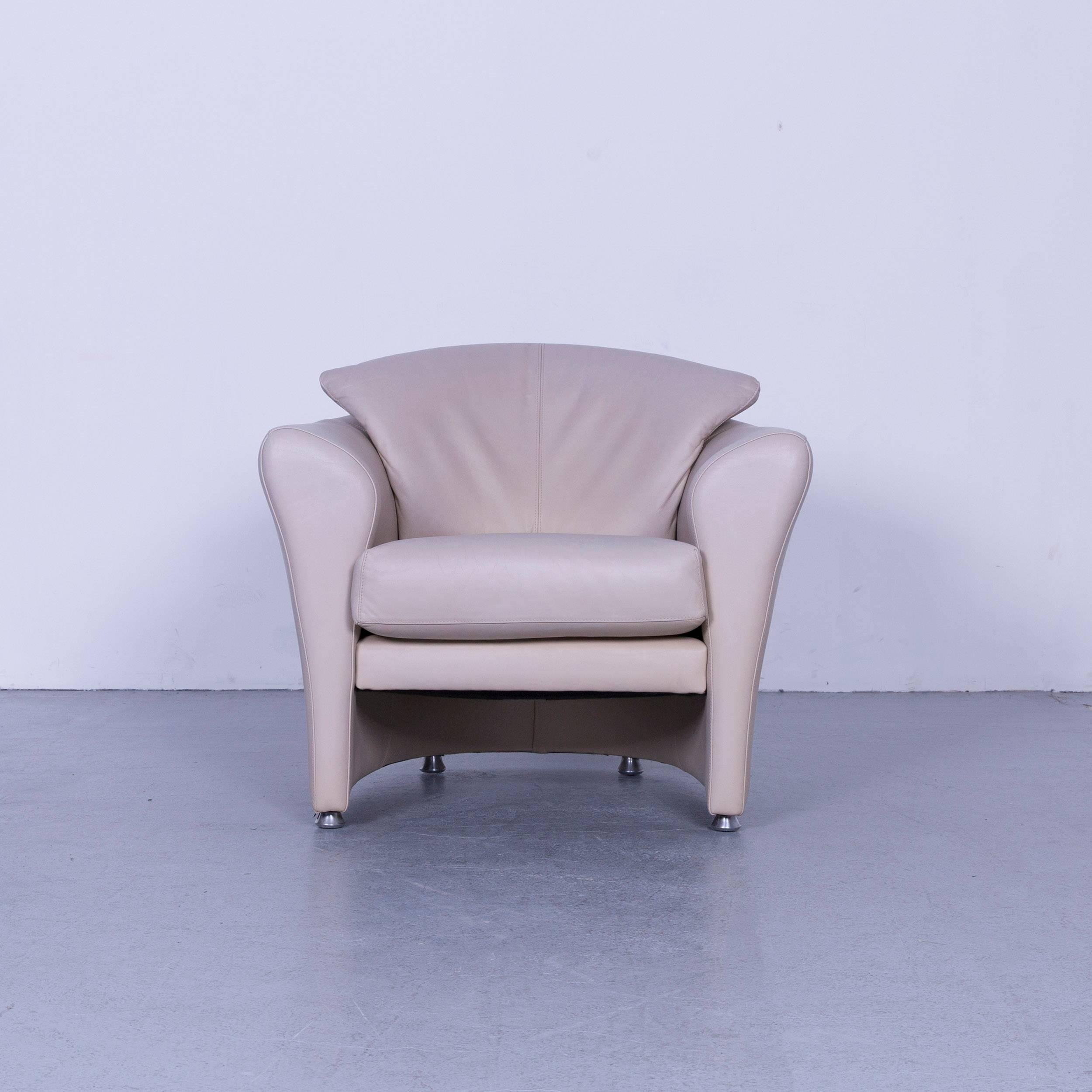 Dutch Leolux Leather Armchair Set Grey Beige One-Seat
