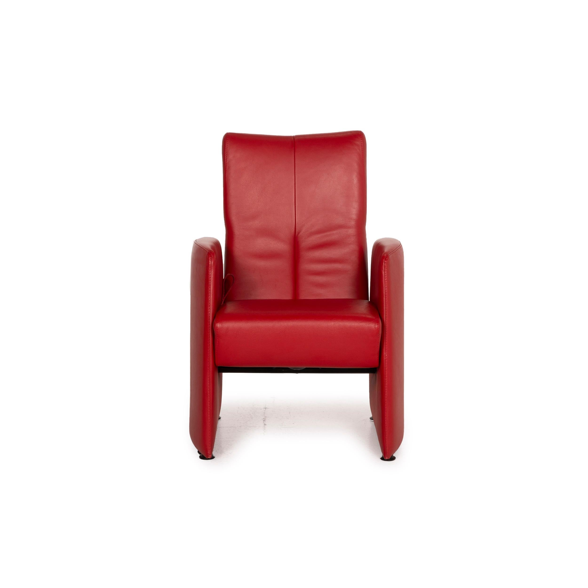 Contemporary Leolux Leather Armchair Set Red Relax Function Set