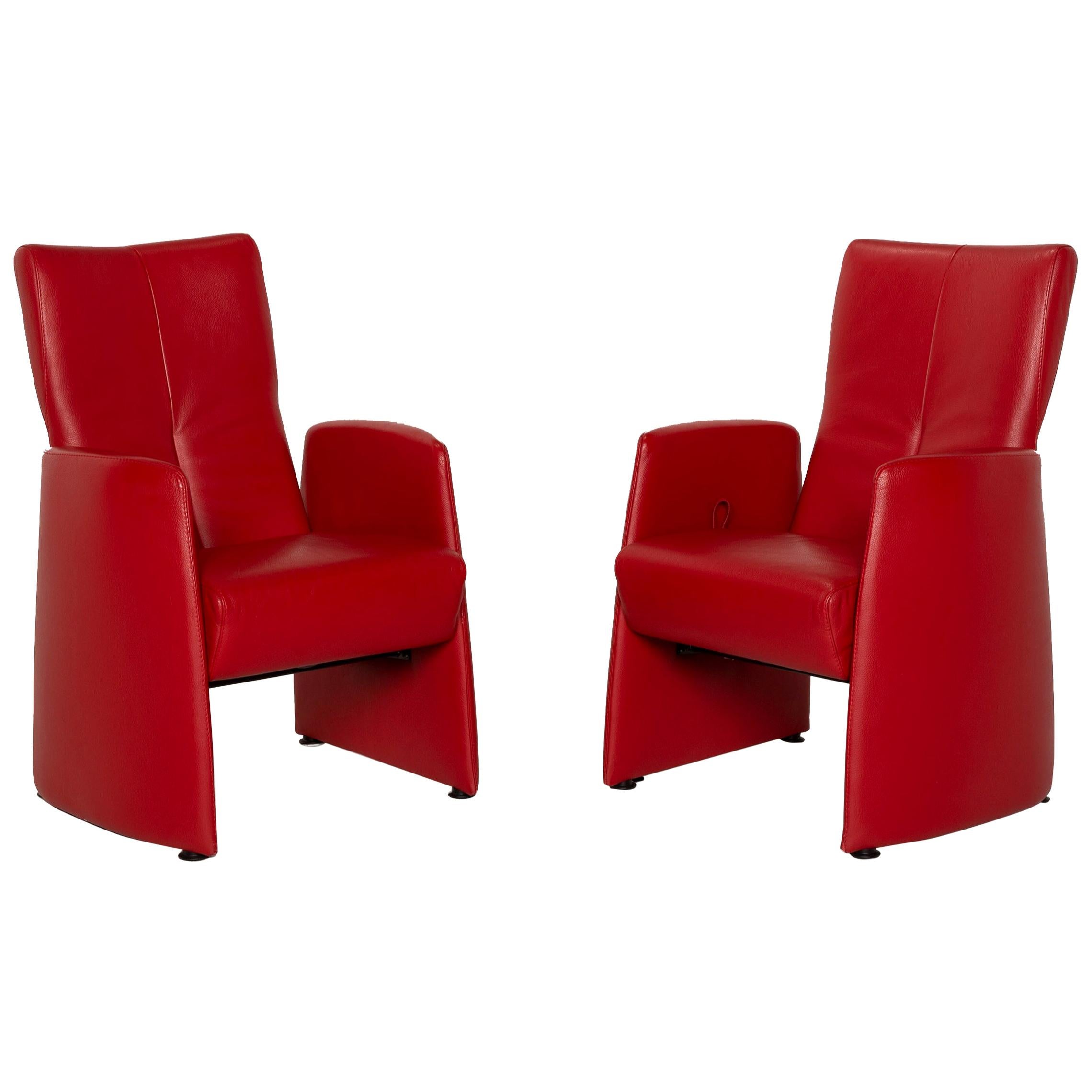 Leolux Leather Armchair Set Red Relax Function Set
