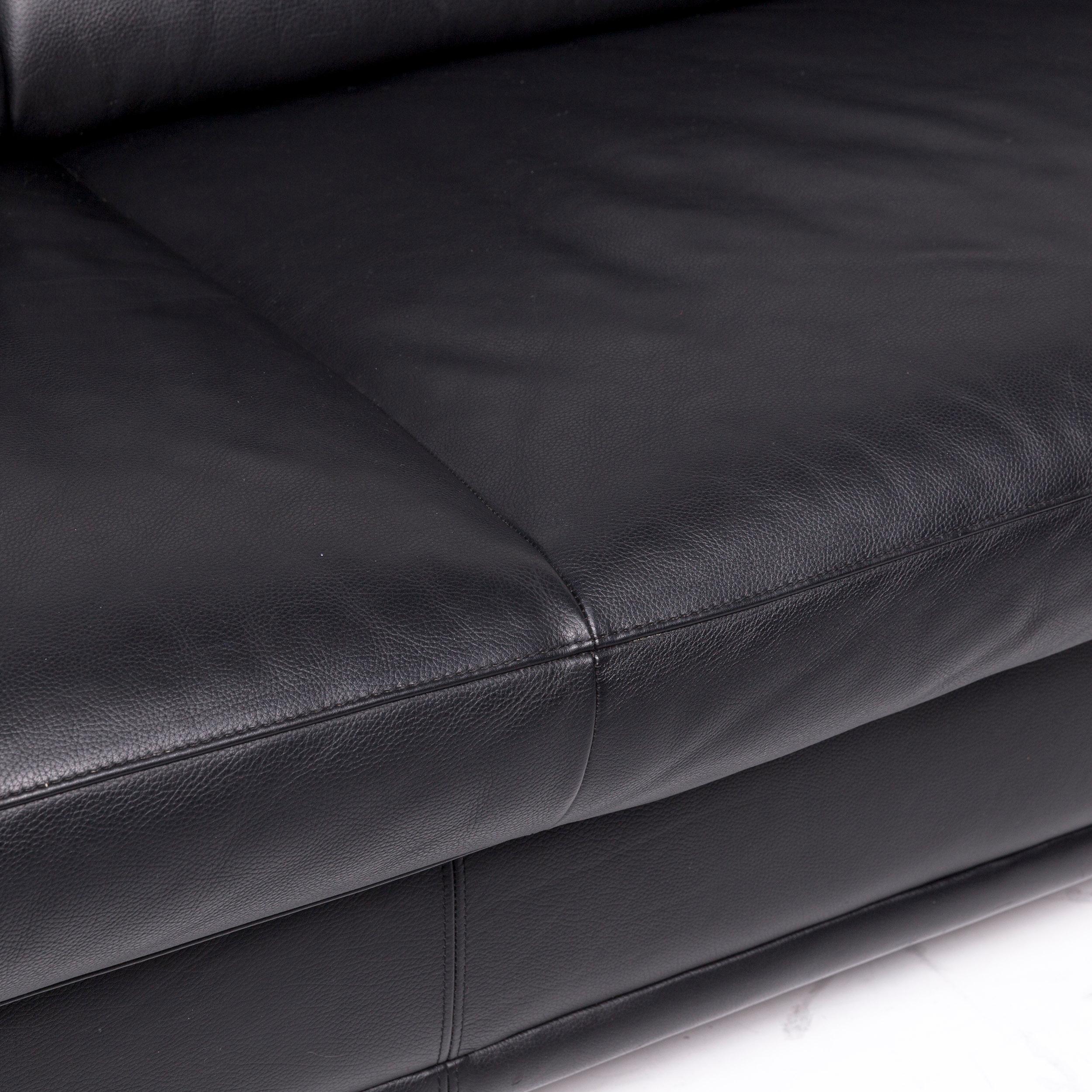 Dutch Leolux Leather Corner Sofa Black Sofa Couch For Sale